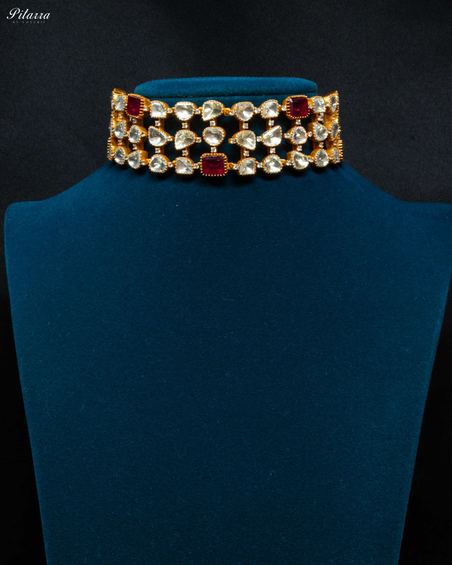 Majestic Ruby Red Traditional Kundan Choker Set