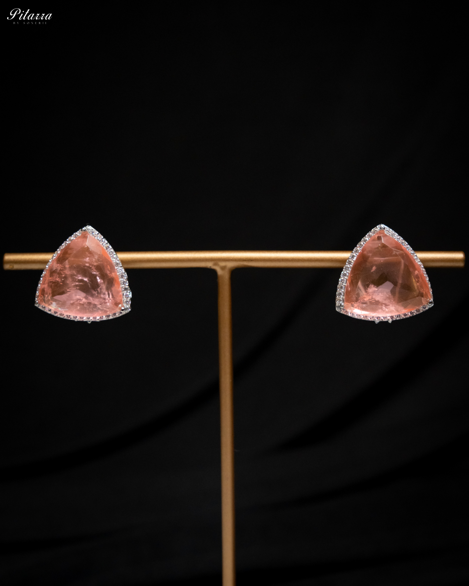 Peachy Pink Colored Stone CZ Earrings