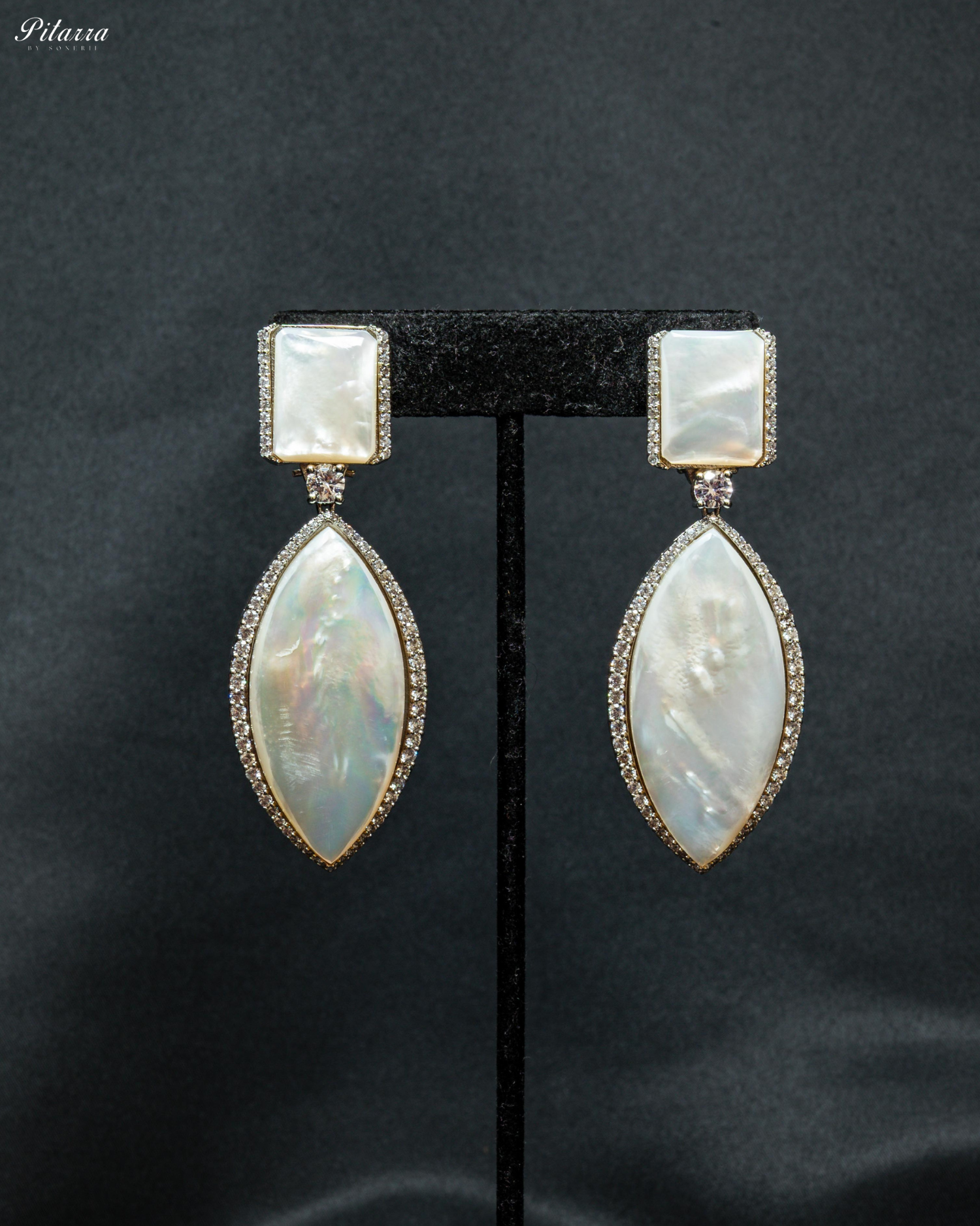 White Stone Silver Plated Crystal Drop Earrings