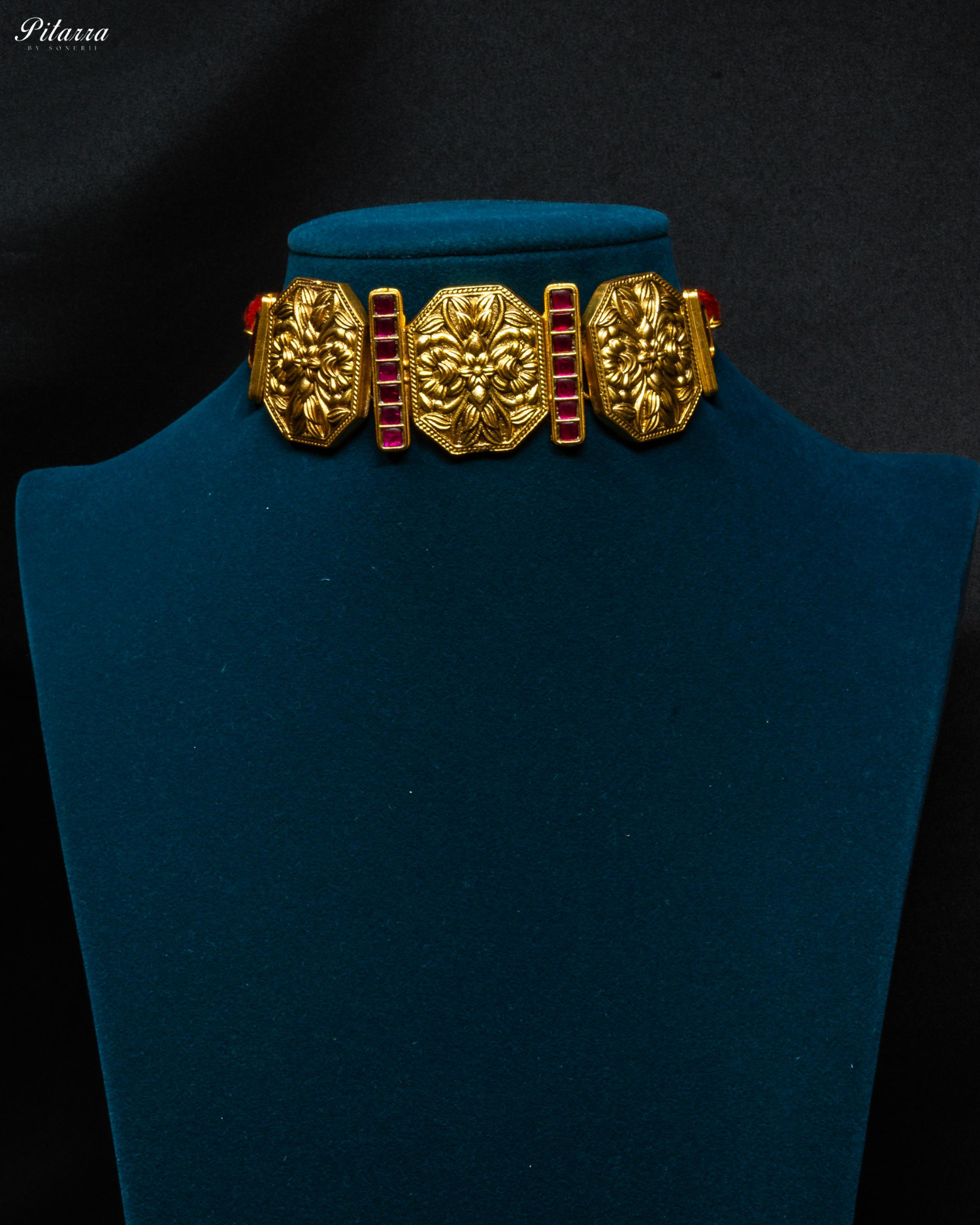 Pink Golden Empress Guloband Choker Set