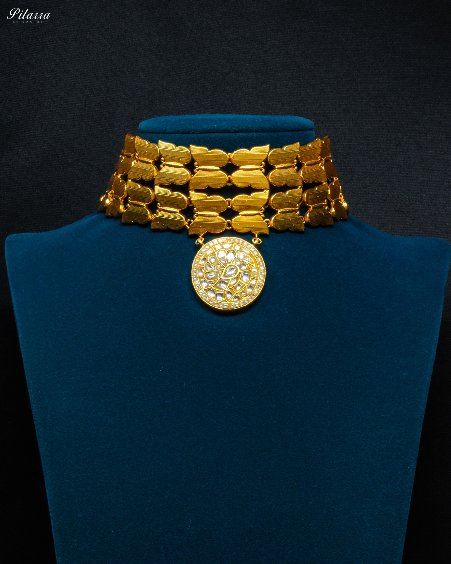 Butterfly Design Golden Traditional Kundan Choker Set