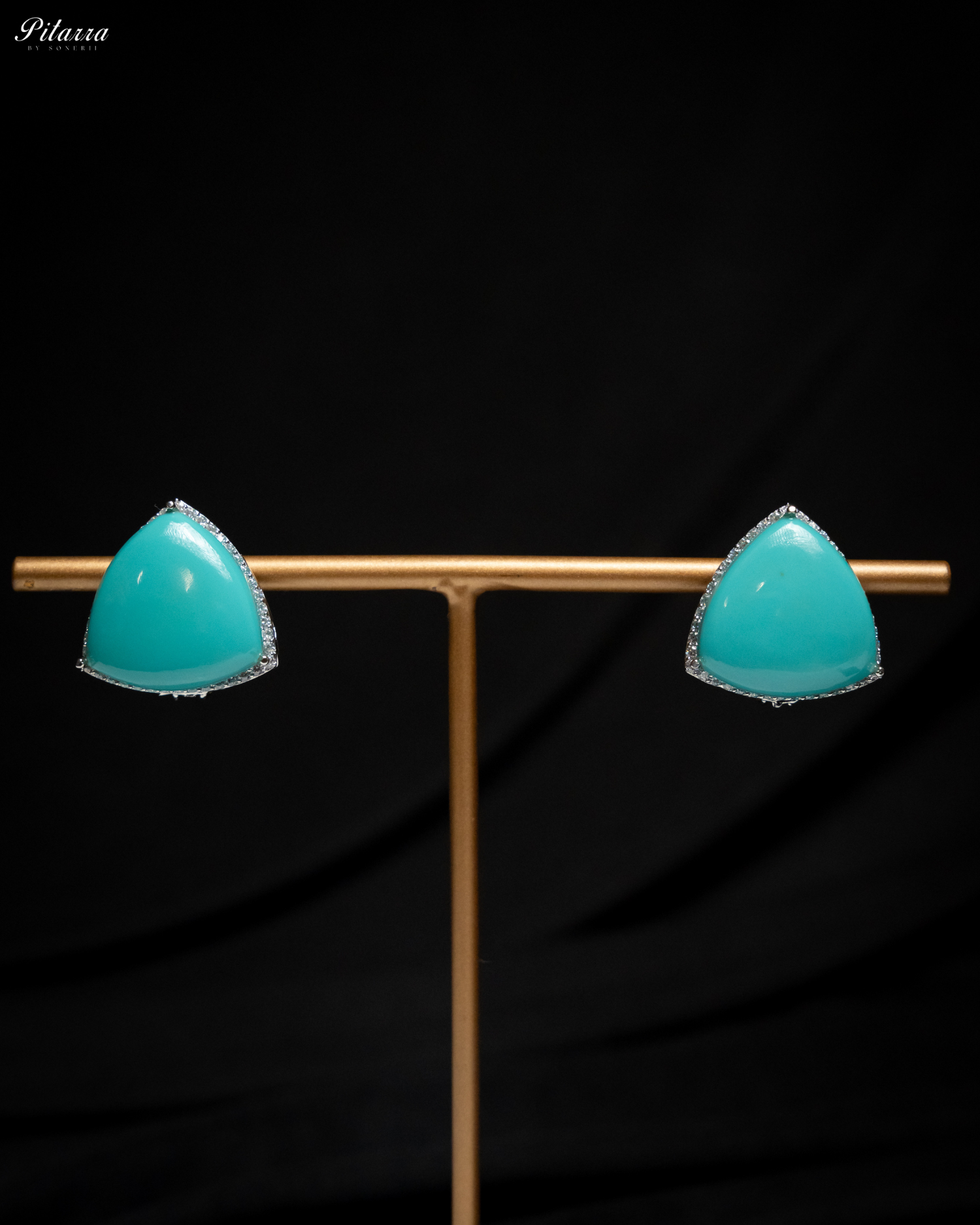 Turquoise Colored Stone CZ Earrings