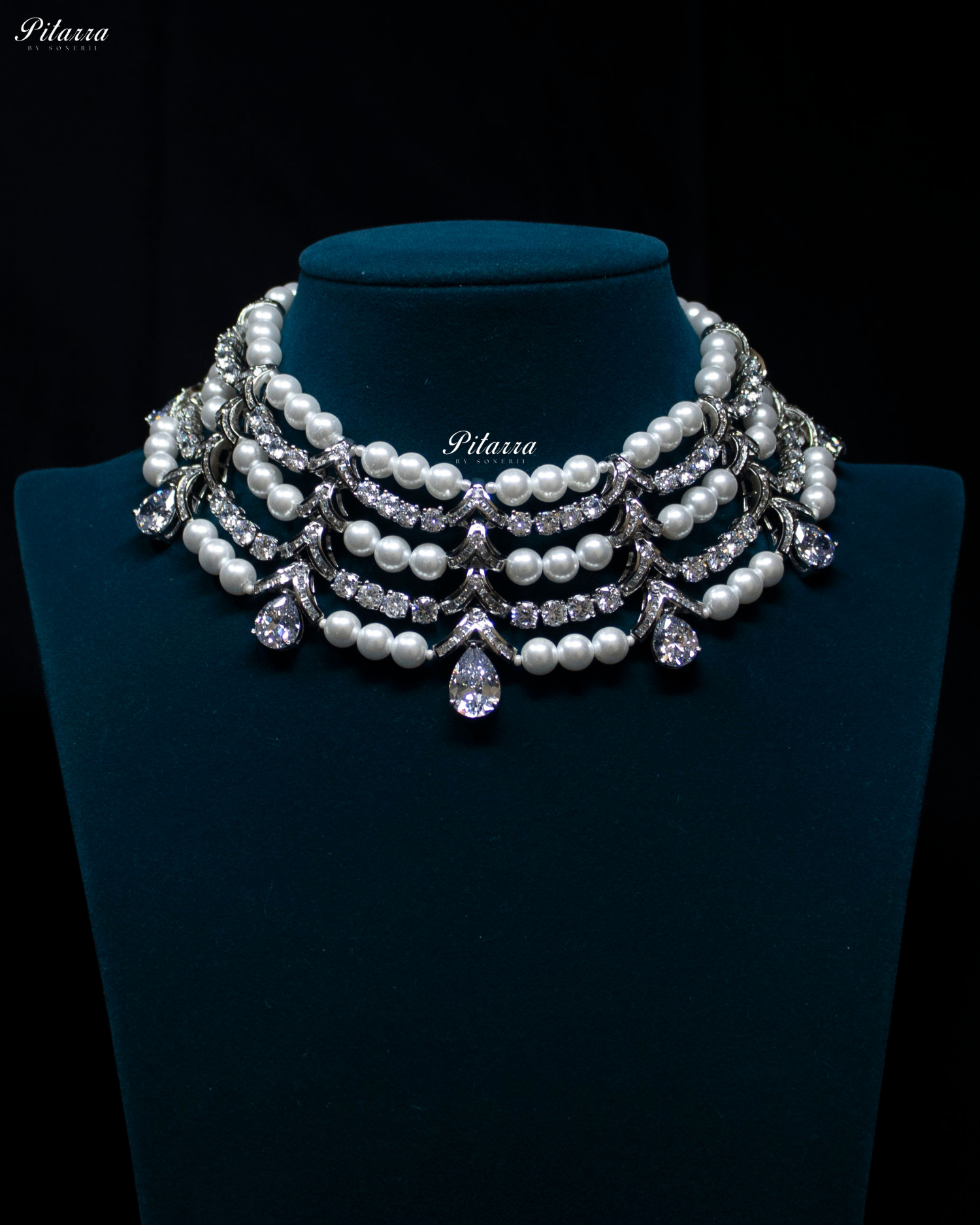 Five Layer Pearls Crystal Necklace Set