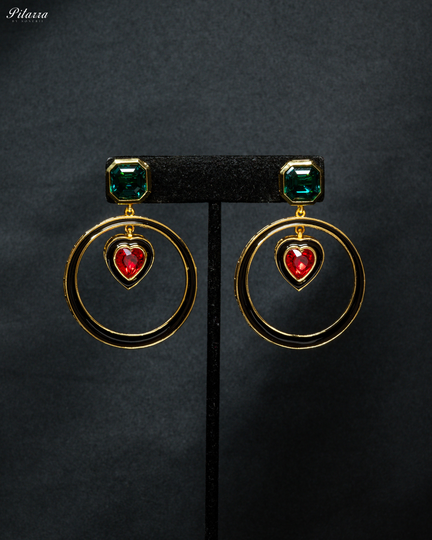 Green and Red Crystal Hope Earrings