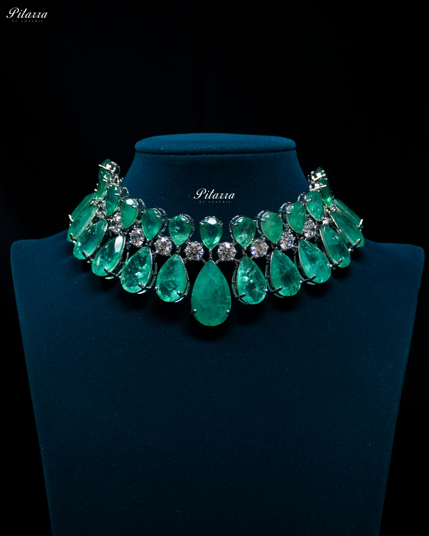 Mint Green Teardrop Victorian Crystal Necklace Set