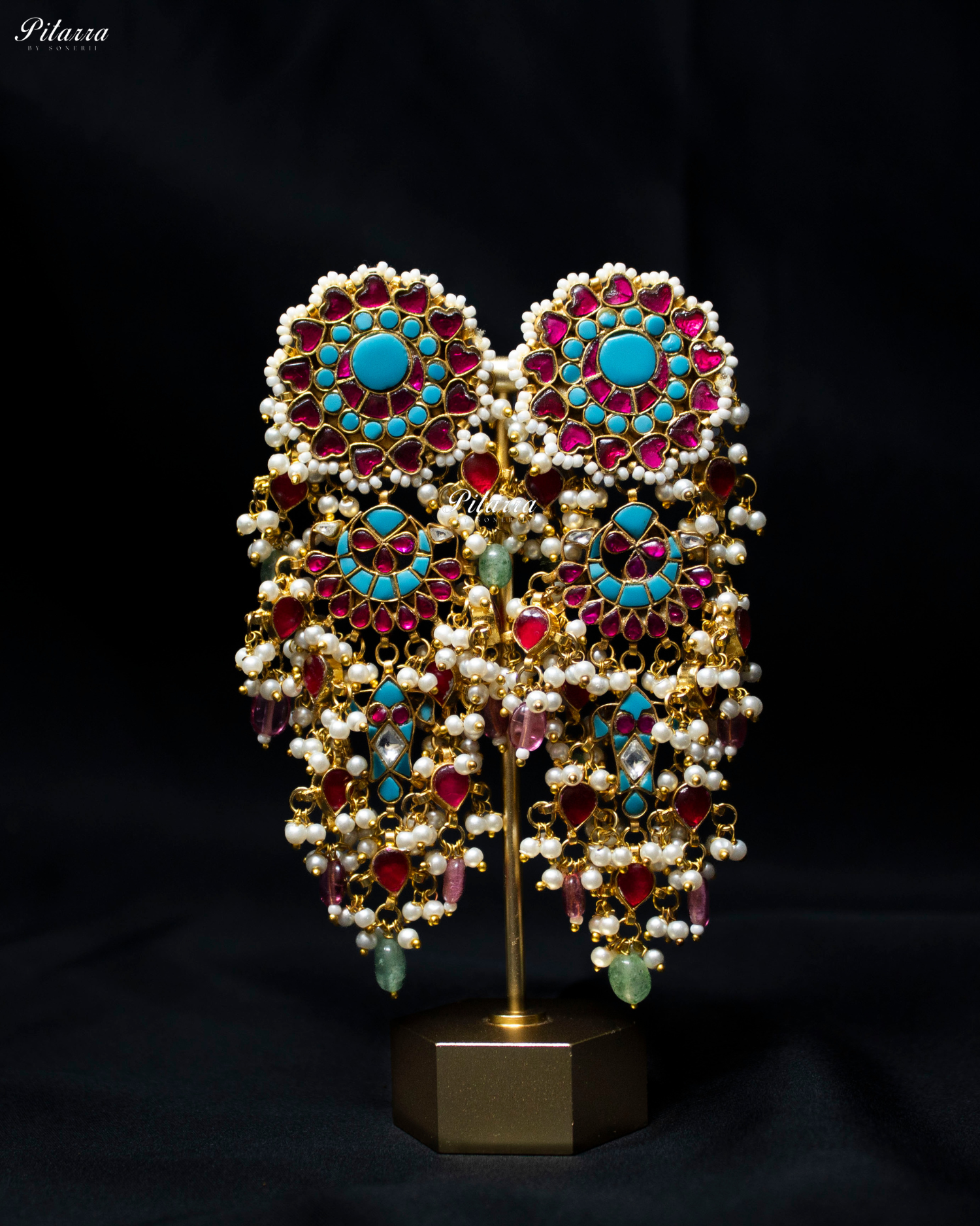 Multicolor Gold Jadau Traditional Kundan Earrings
