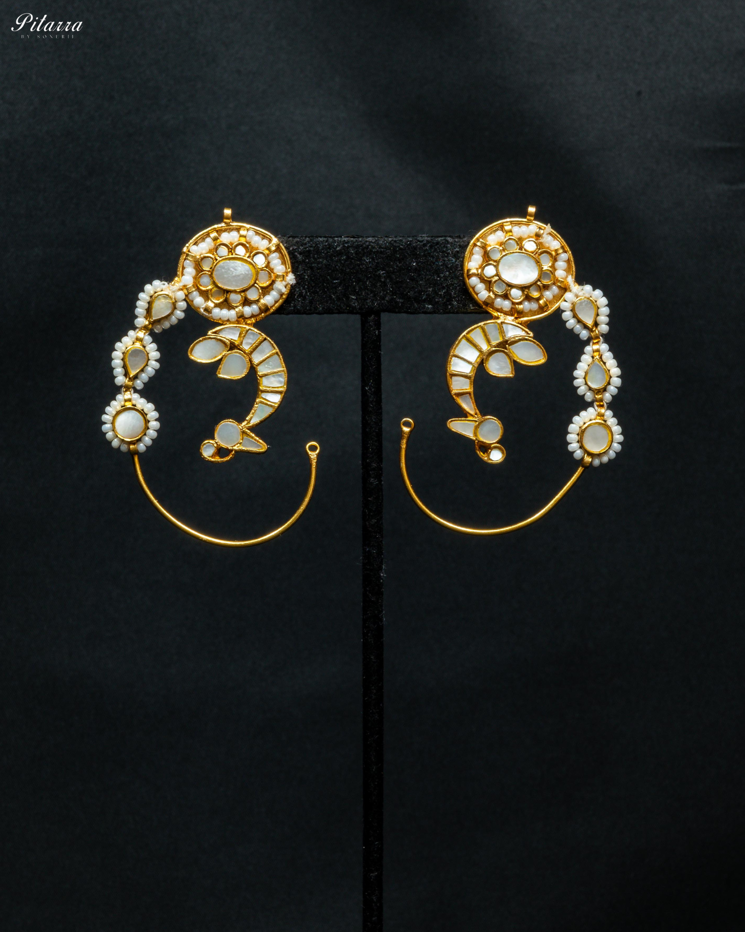 Gold Plated Circle Drop Kundan Earrings