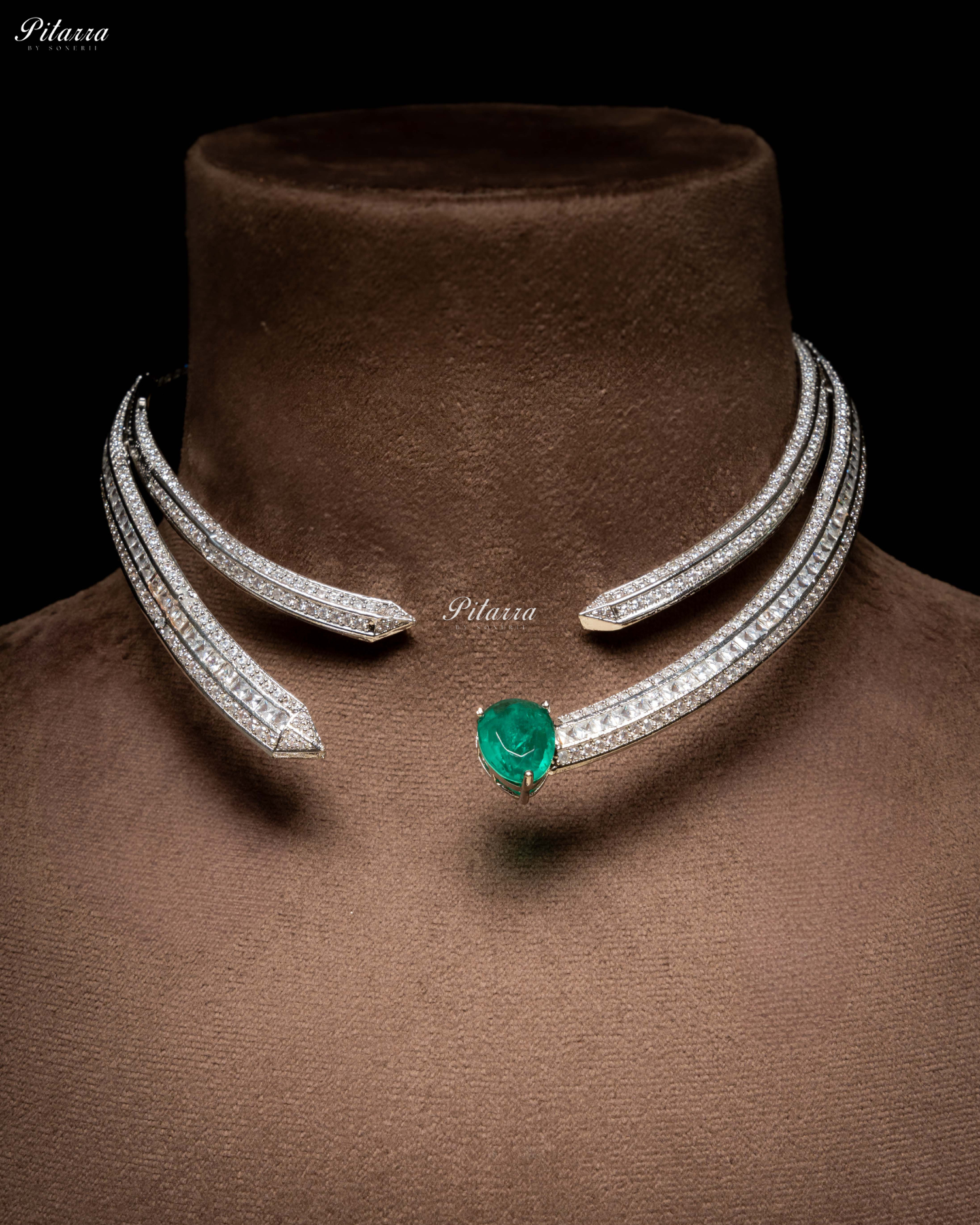 Emerald Stone CZ Crystal Choker Set