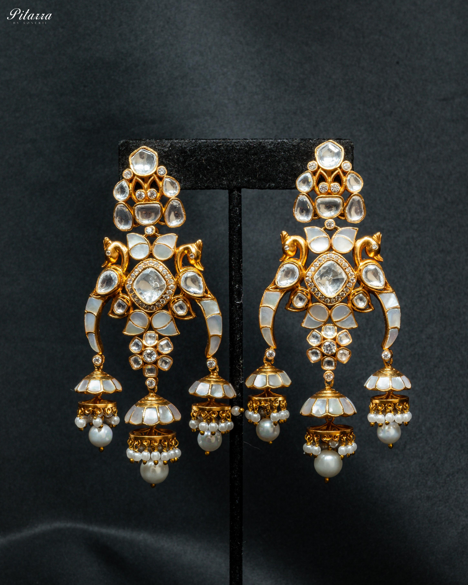 Golden Long Classic Kundan Dangler Earrings
