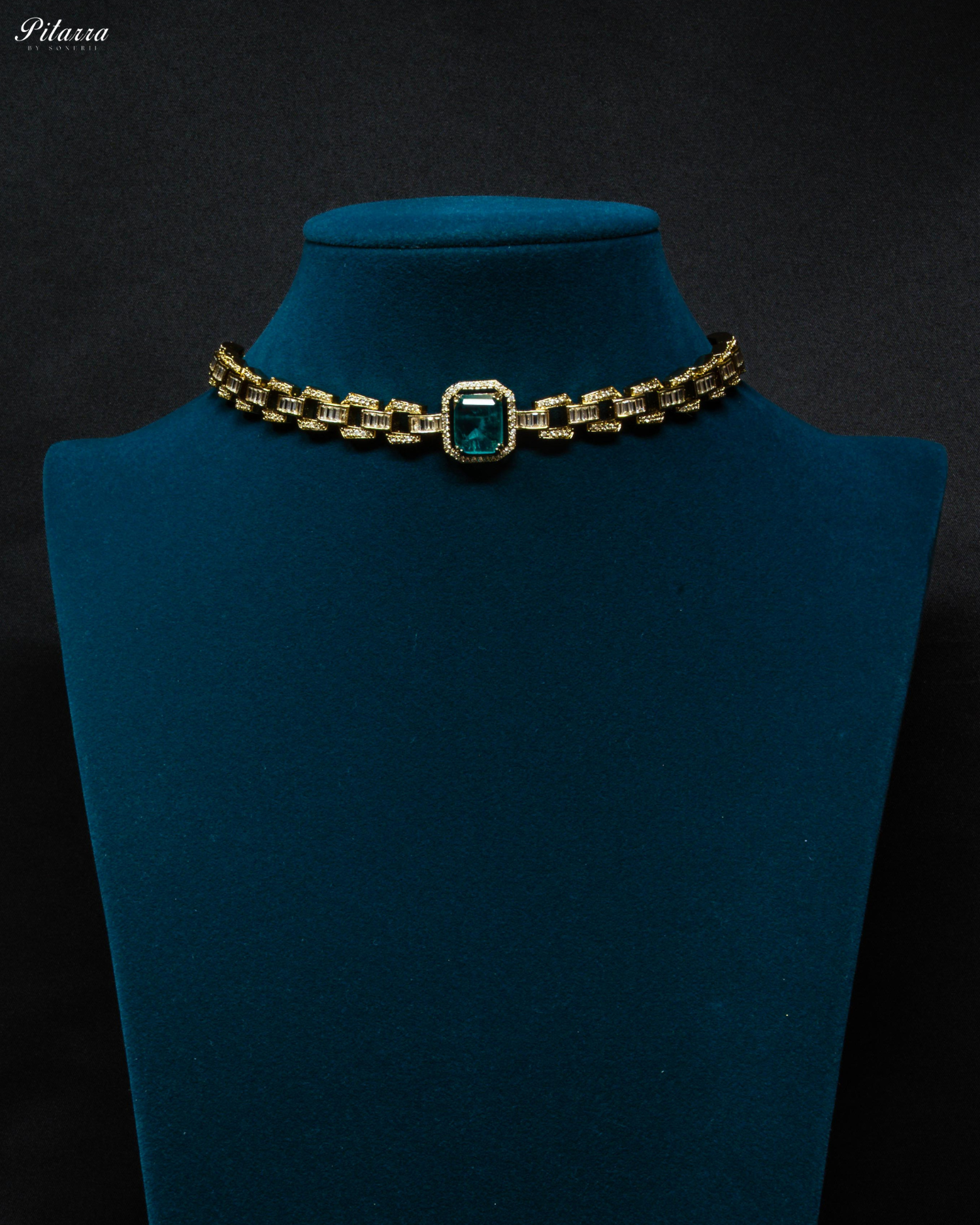 Blue Stone Doublet CZ Crystal Necklace Set