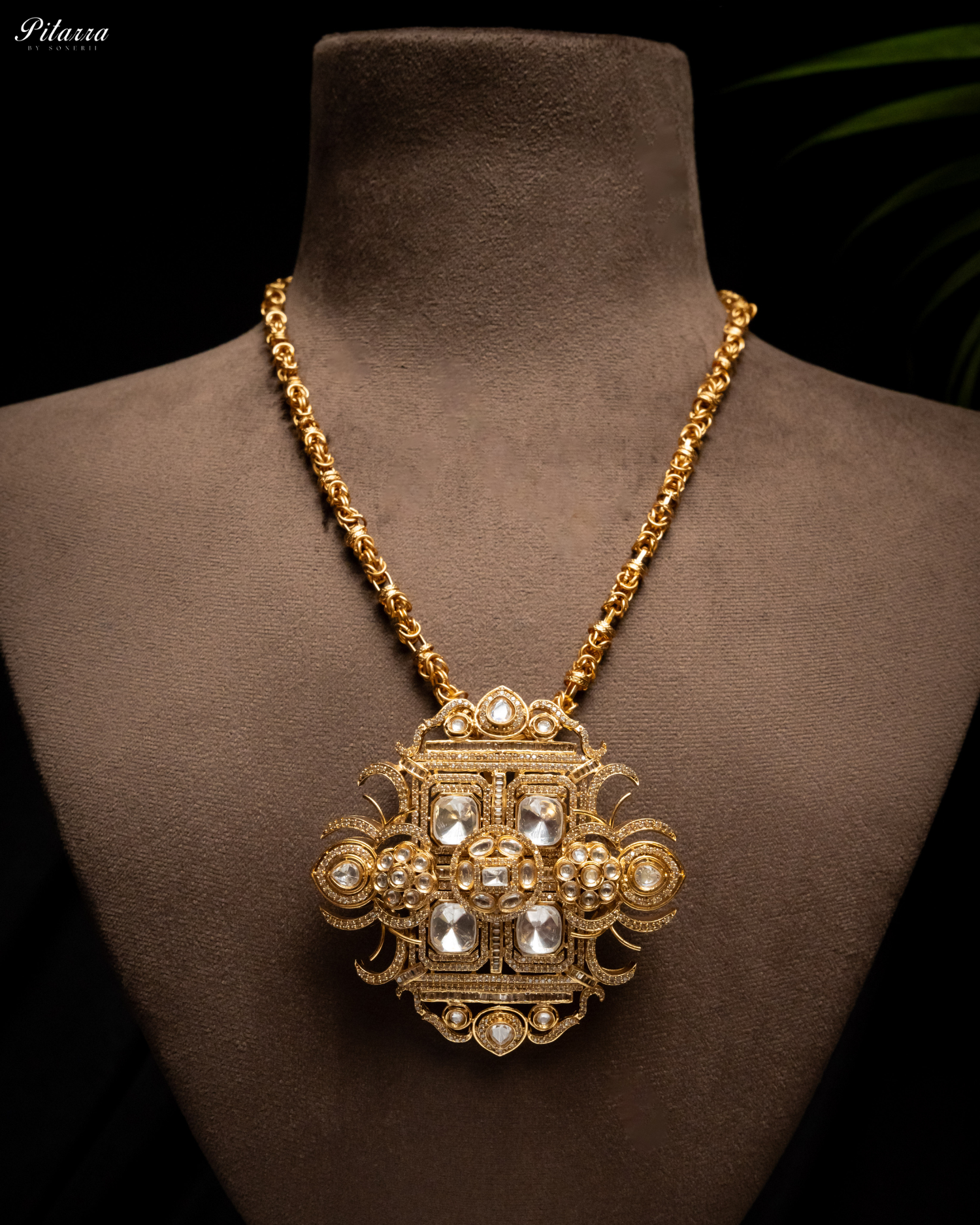 White Moissanite Stone Long Necklace Set