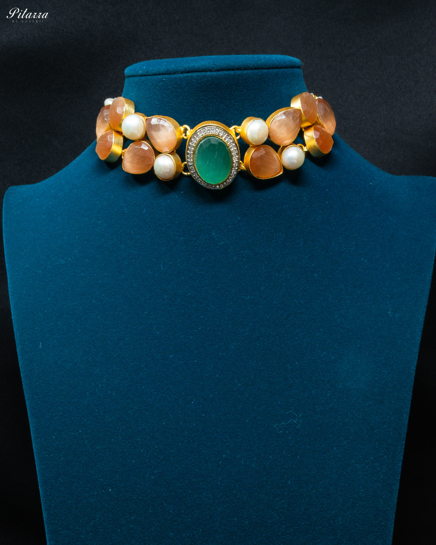 Multicolor Pearl Stone Choker Set