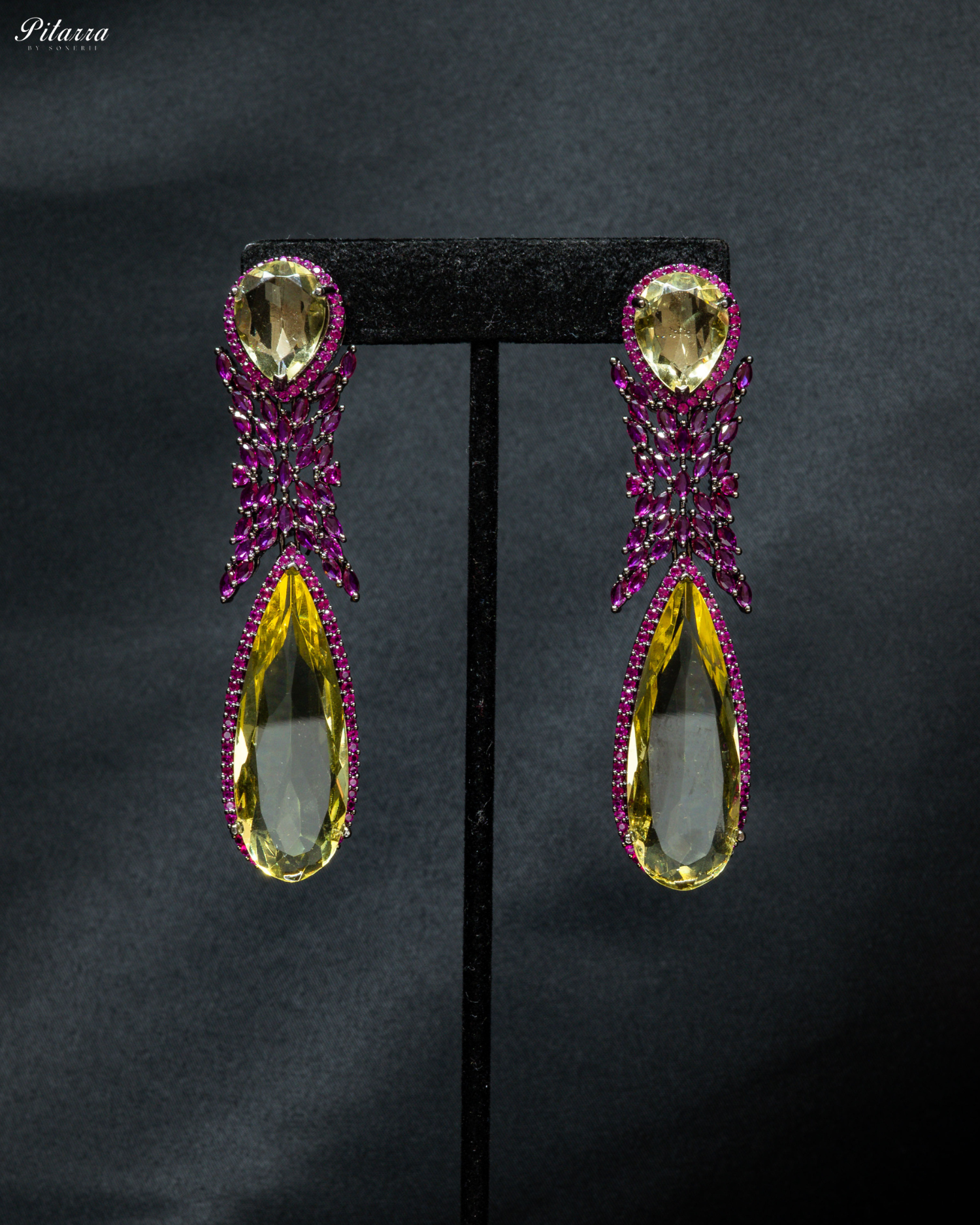 Yellow Stone Contemporary Drop Earrings
