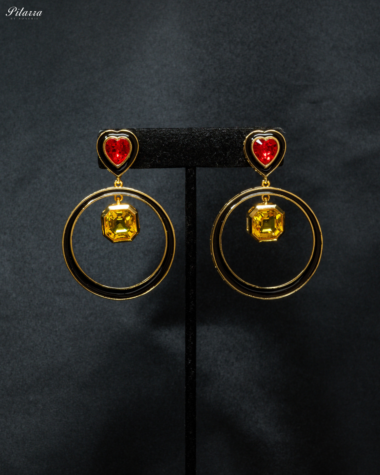 Red and Yellow Crystal Hope Earrings
