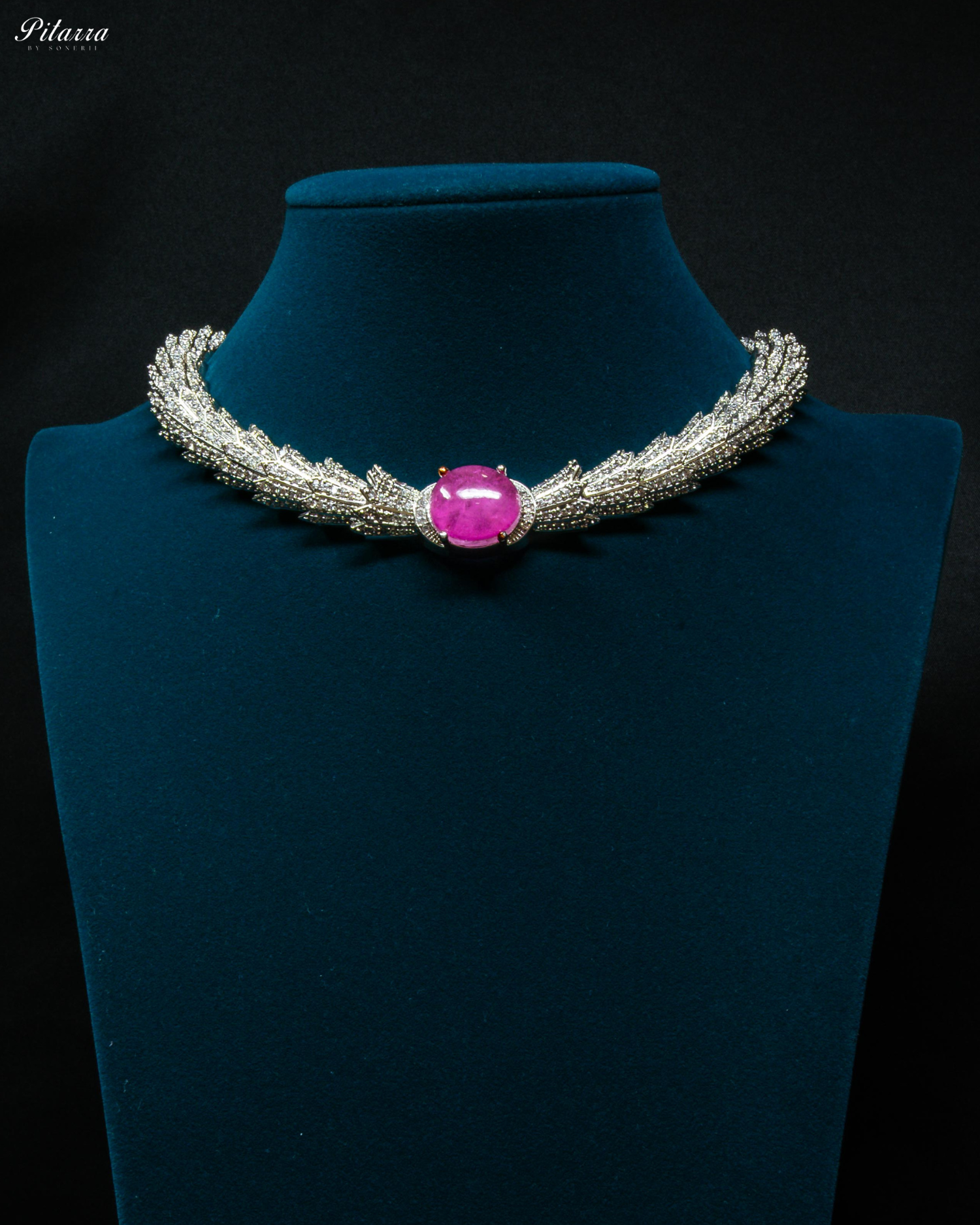 Pink Doublet Stone Cubic Zirconia Necklace Set