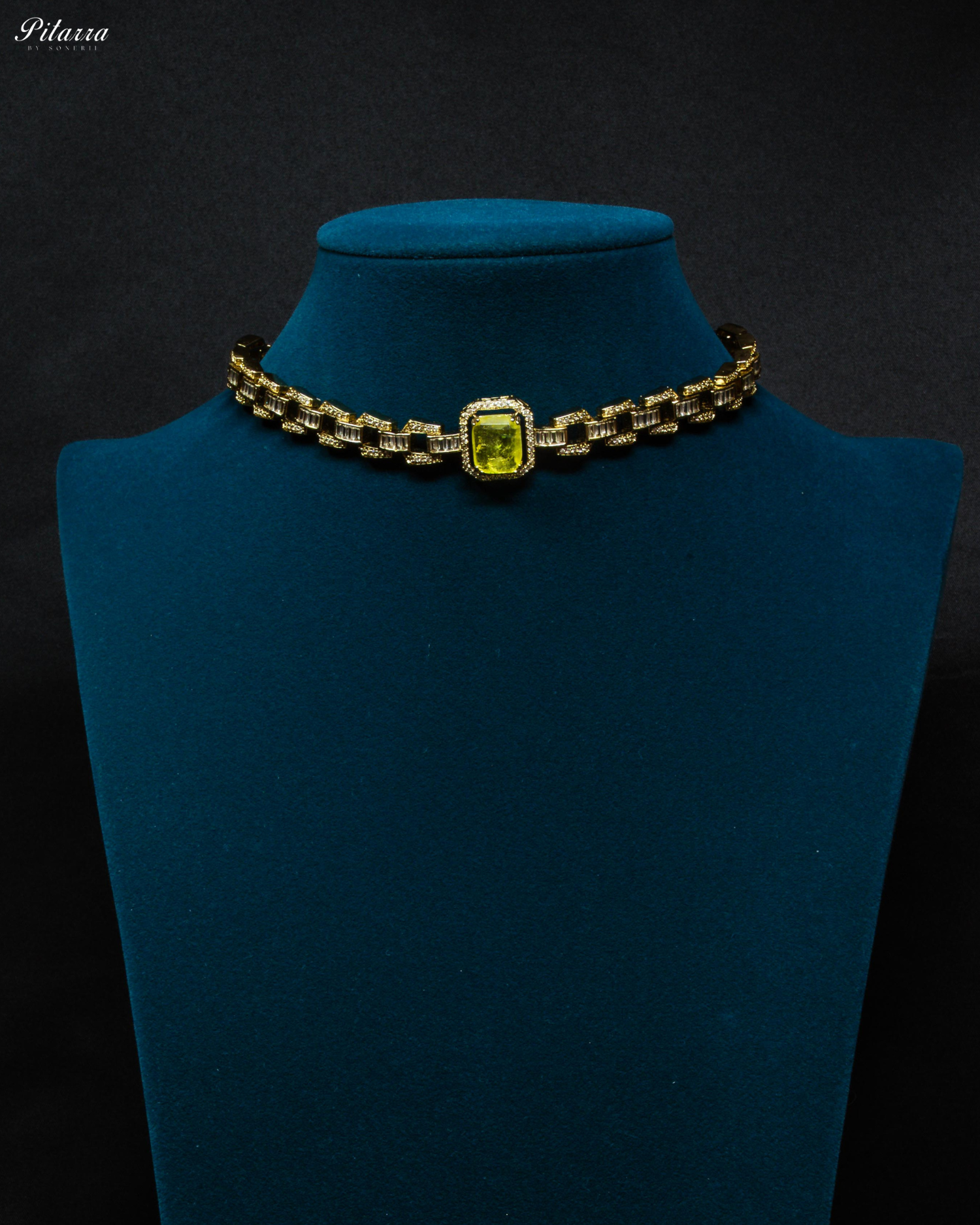 Yellow Stone Doublet CZ Crystal Necklace Set