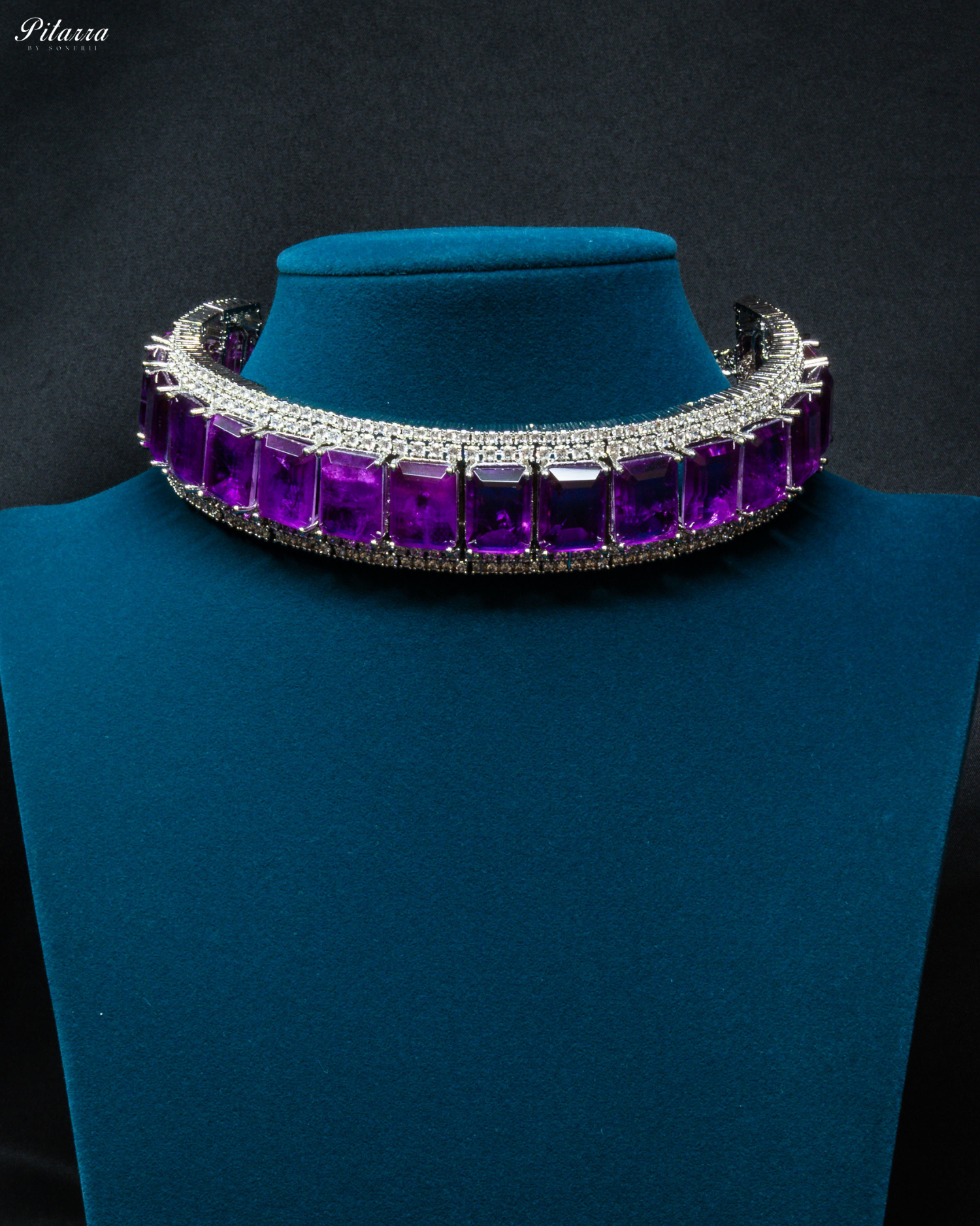 Premium Purple Stone Silver Doublet Choker
