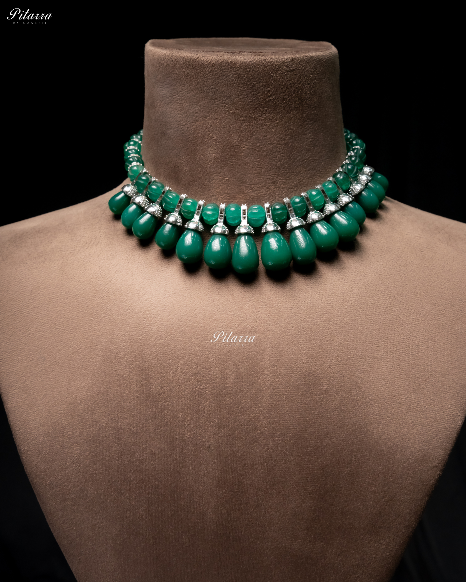 Emerald Green Stone Statement Necklace Set