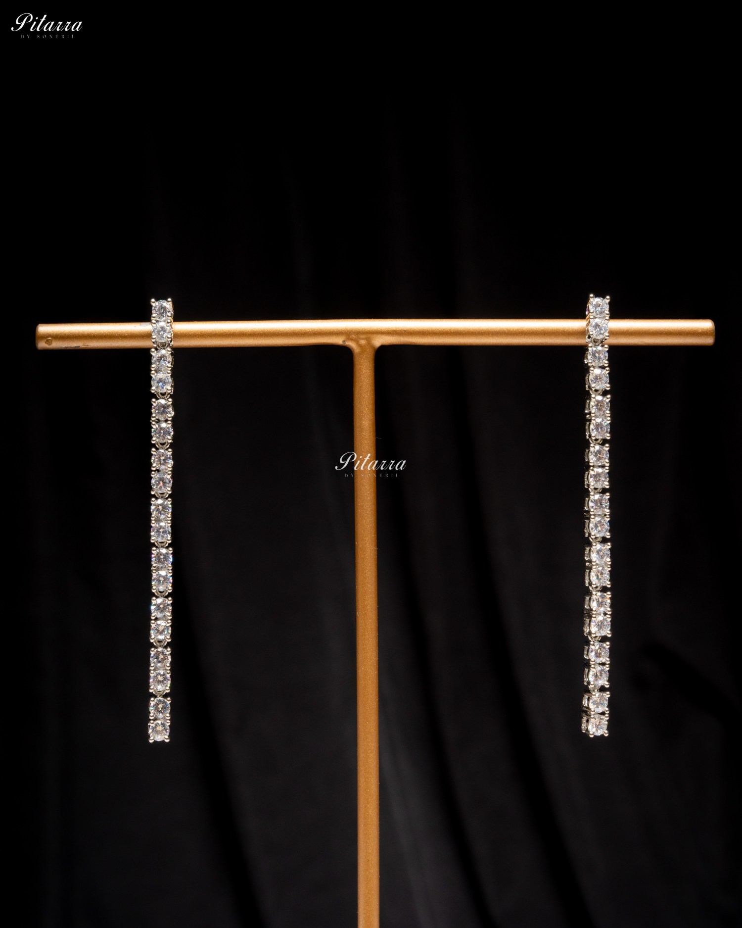 Long Cubic Zirconia Linear Drop Earrings