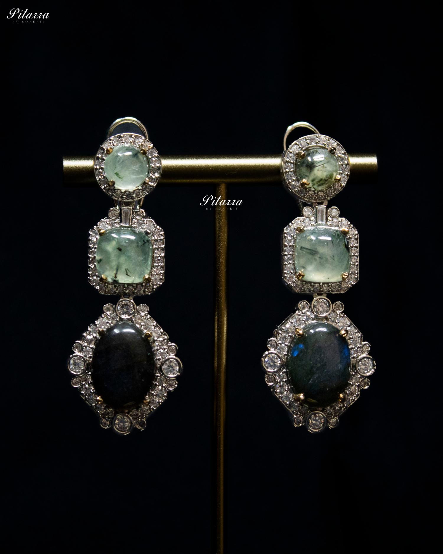 Purssian Blue Silver Cubic Zirconia Drop Earrings