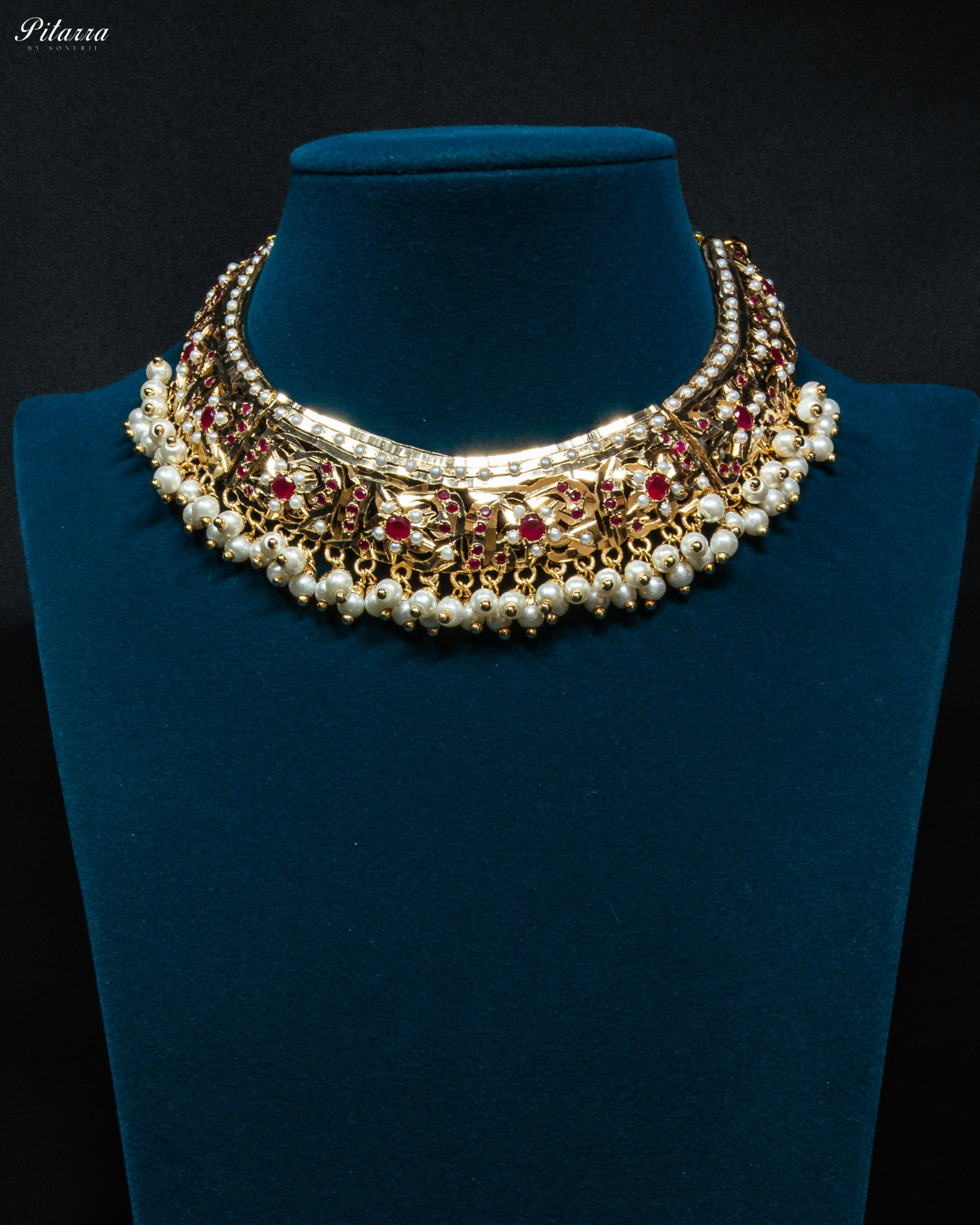 Gold Plated White Pearls Jadau Choker Set