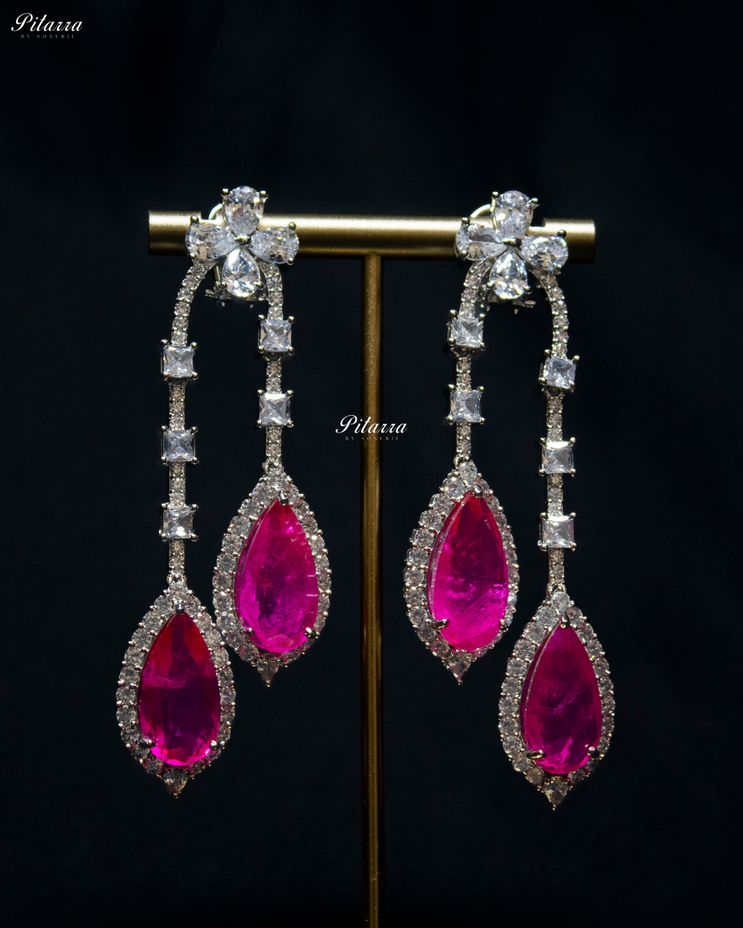 Pitarra Pink and Silver Dangler Earrings