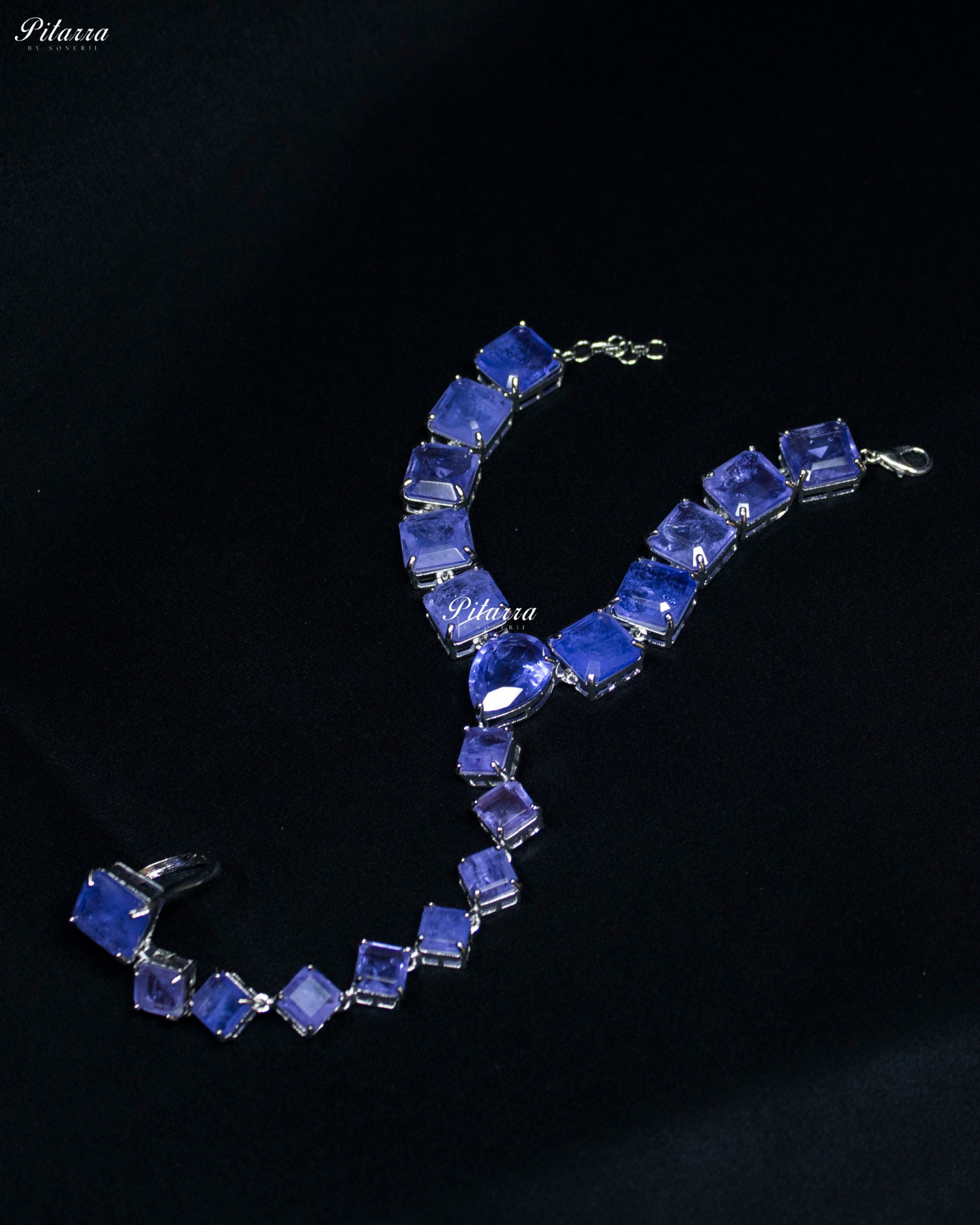 Blue Cubic Zirconia Silver Plated Bracelet
