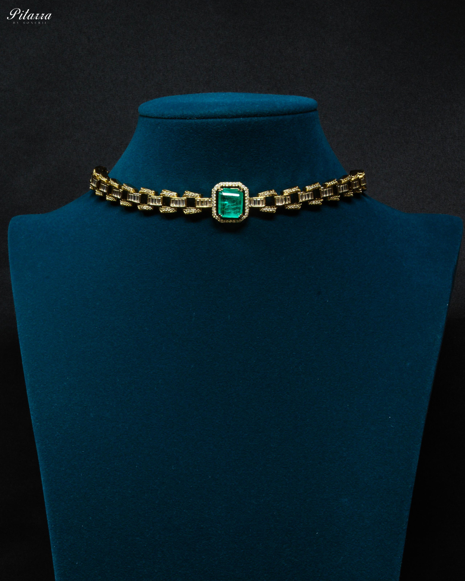 Green Stone Doublet CZ Crystal Necklace Set