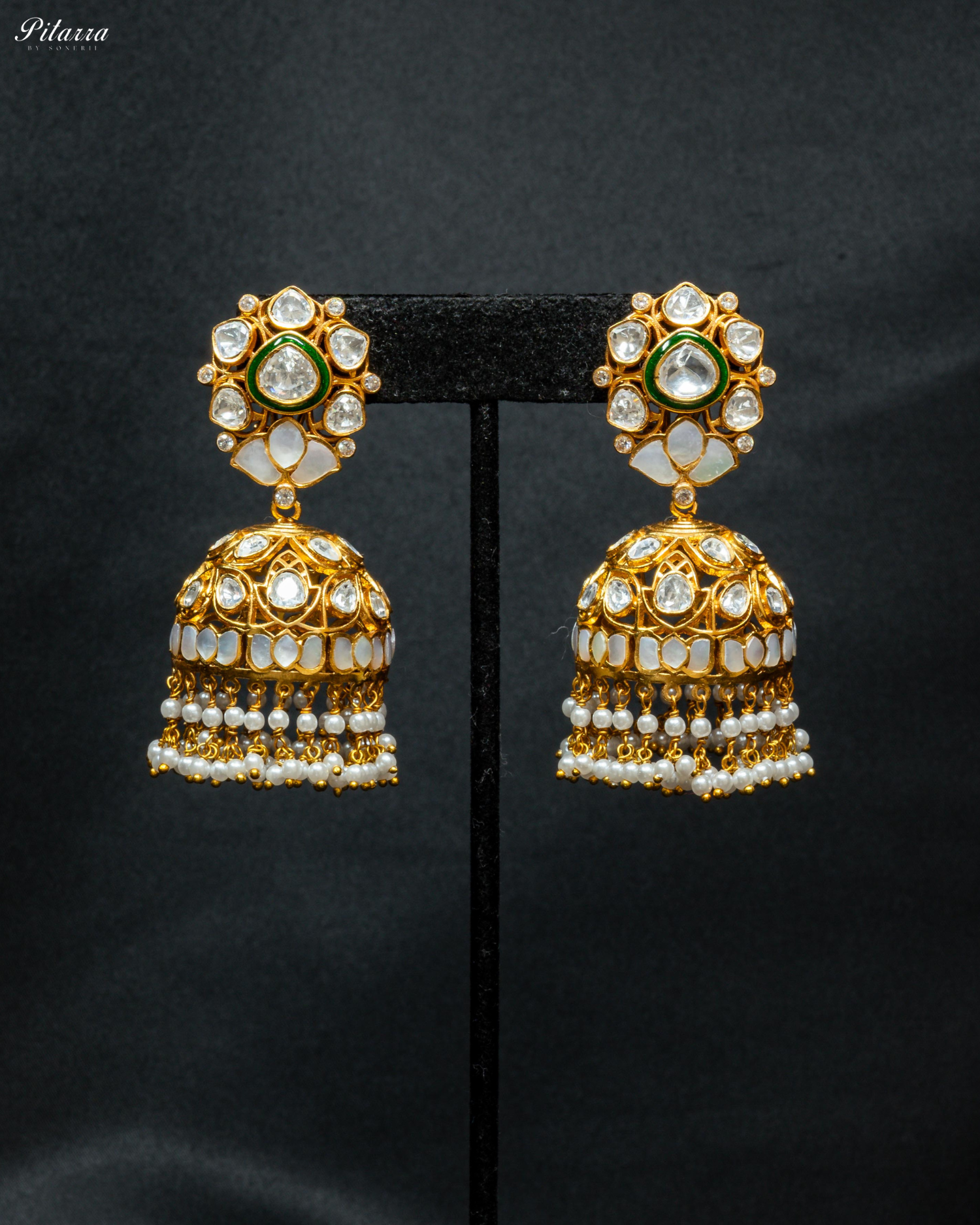 Golden Arts Meenakari Kundan Jhumka Earrings