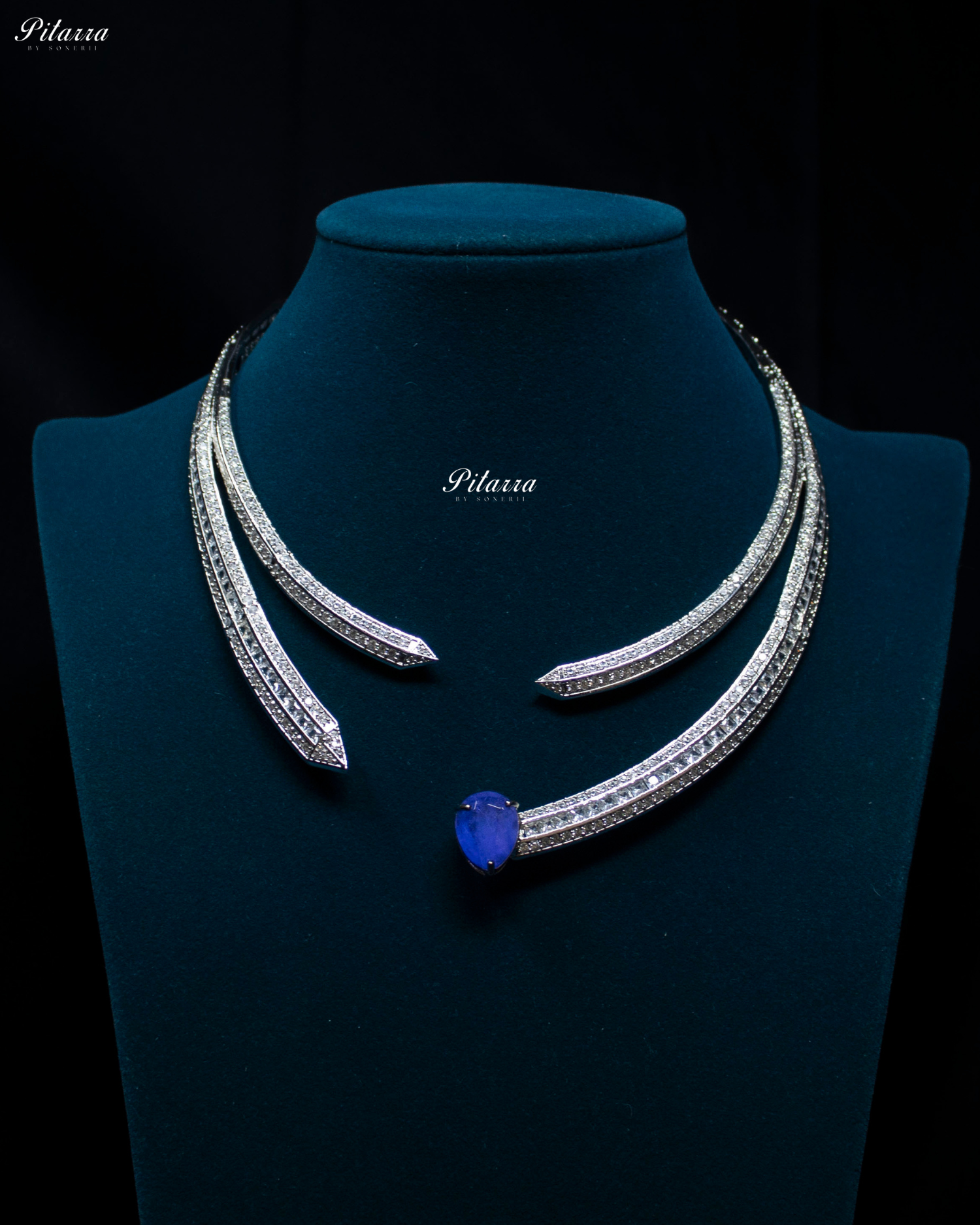 Blue Stone CZ Crystal Choker Set