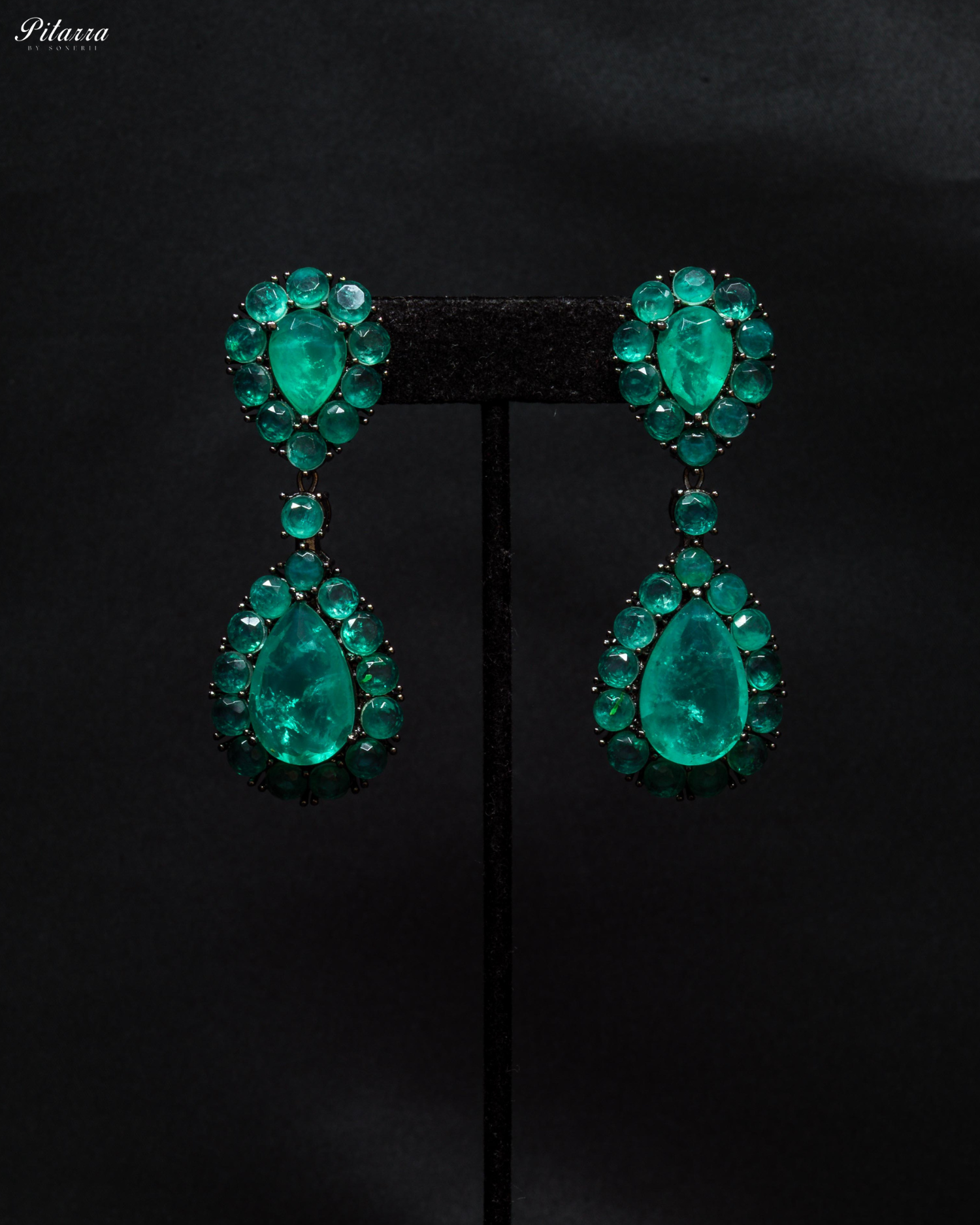 Green Drop Doublet CZ Crytsal Dangle Earrings