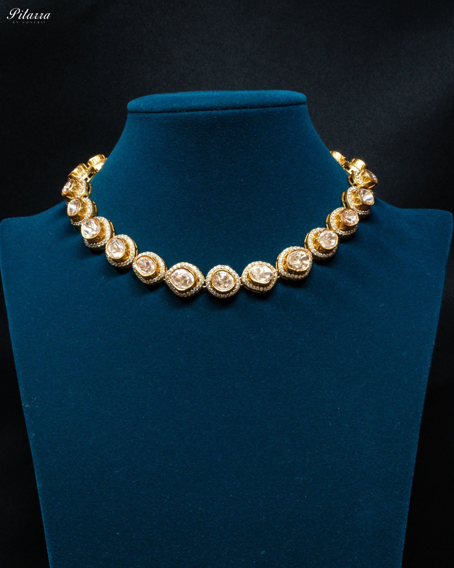 Gold Plated White Stone Kundan Choker Set