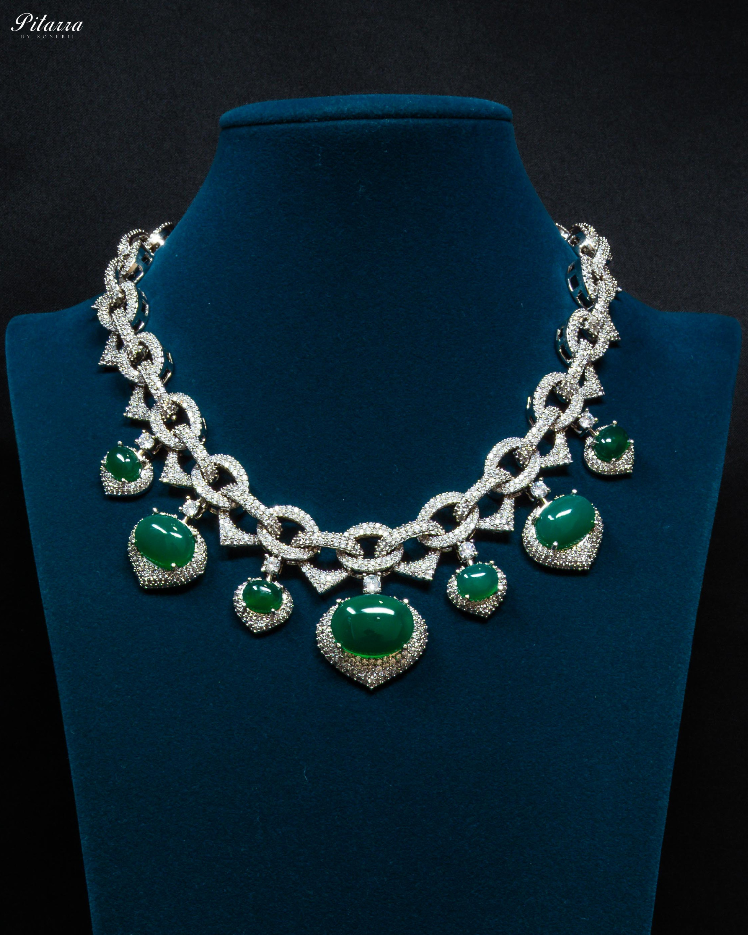 Green Doublet CZ Stone Necklace Set
