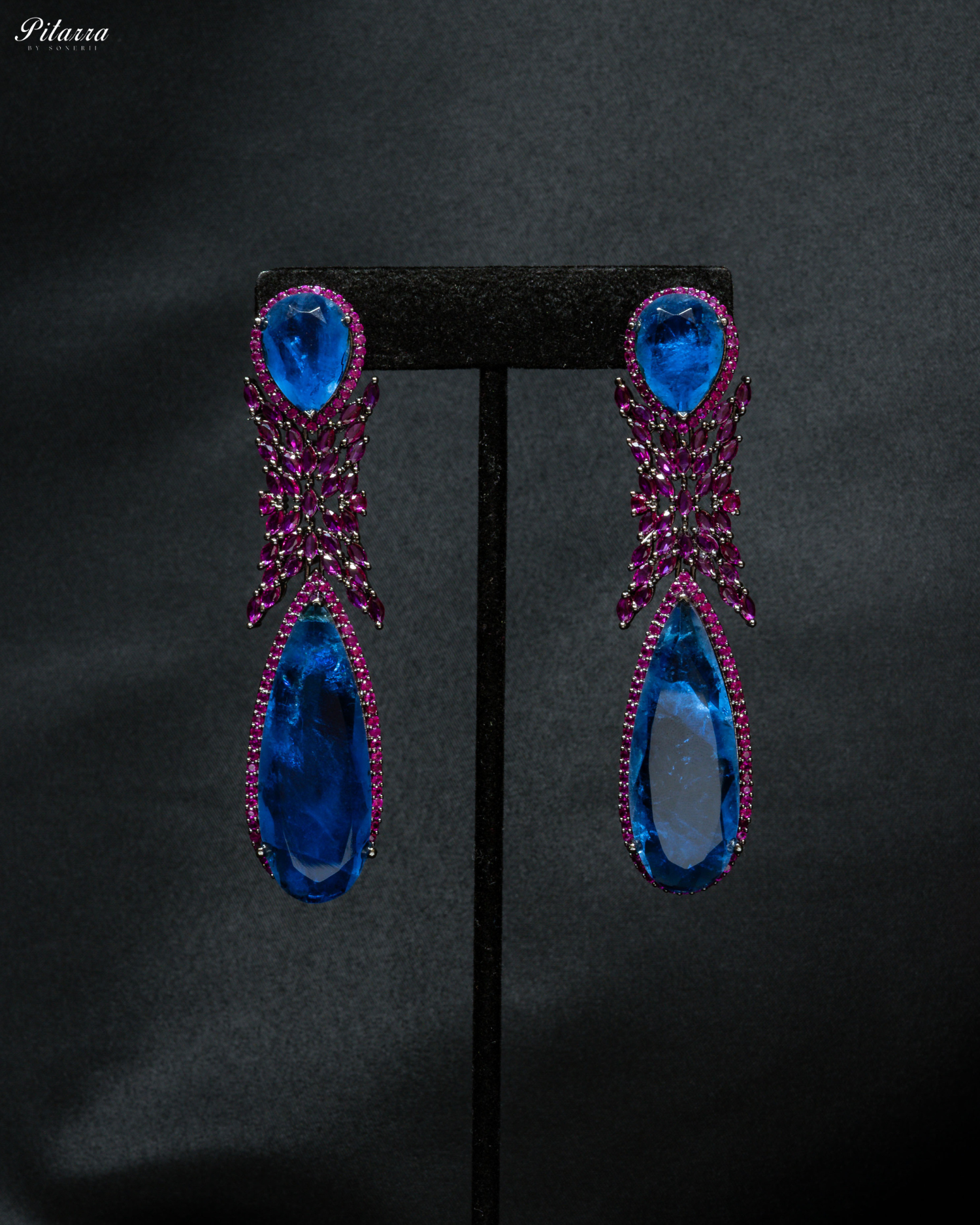 Blue Stone Contemporary Drop Earrings