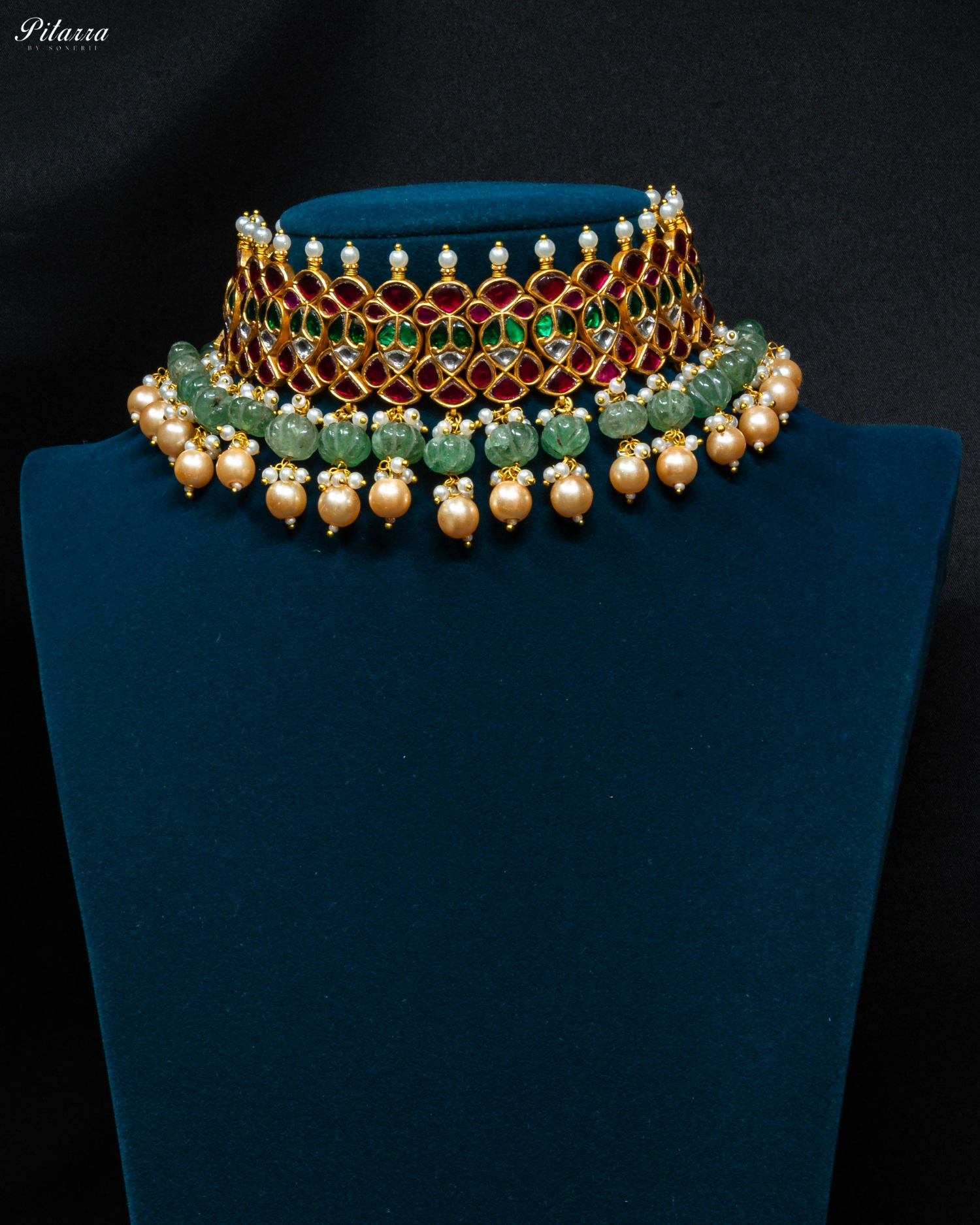 Multicolor Stone Pearls Meenkari Kundan Choker Set