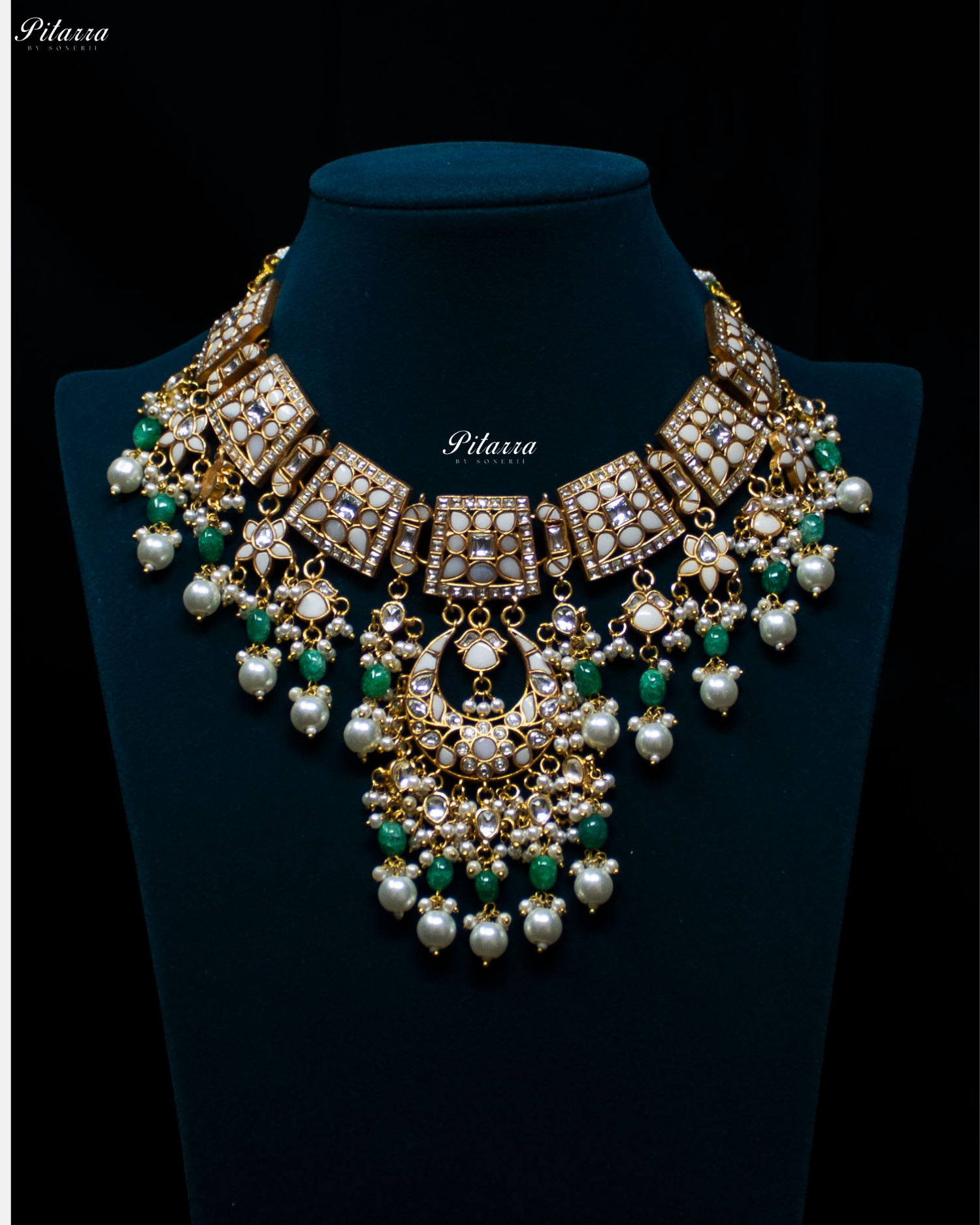 White Crystals Exclusive Kundan Necklace Set