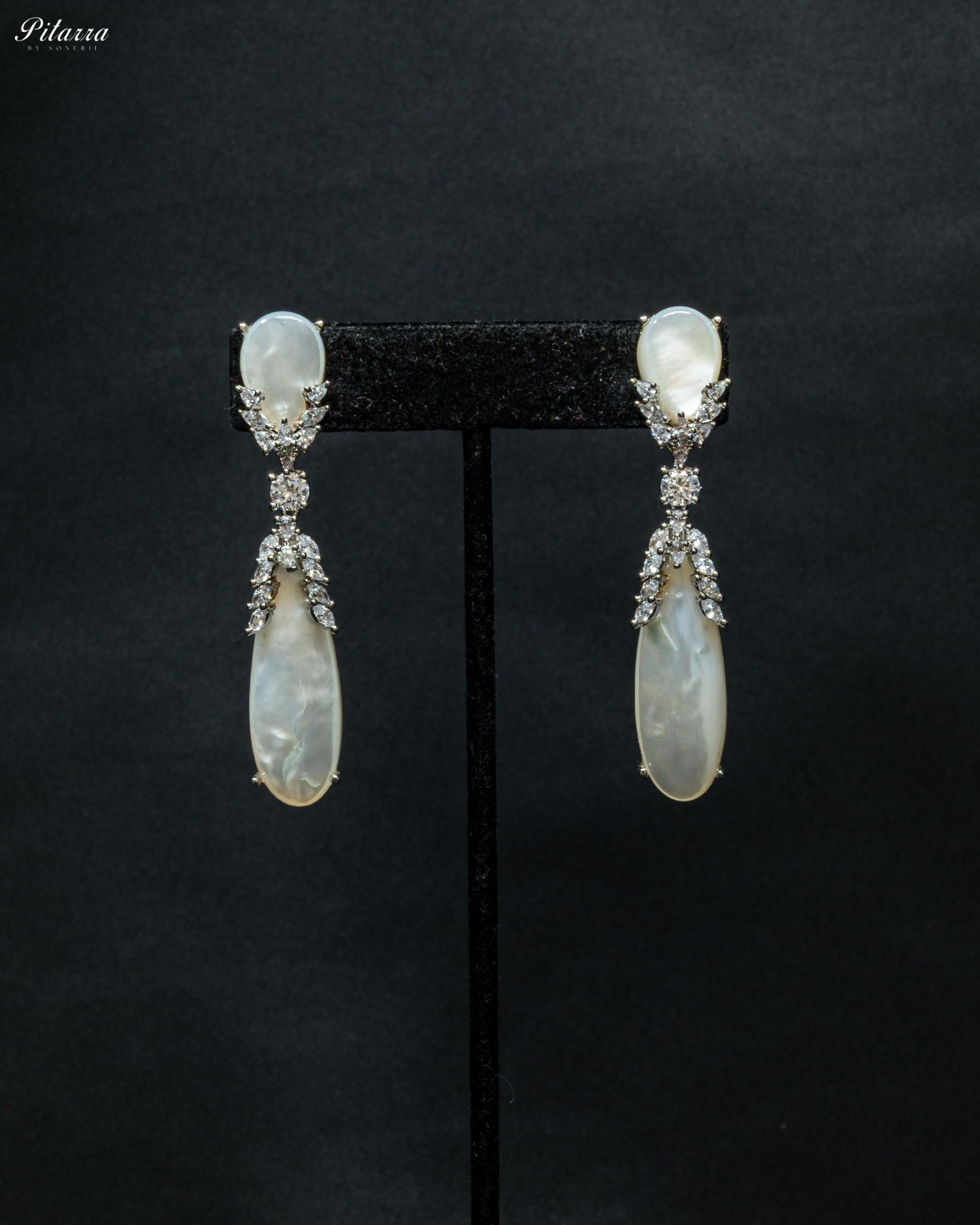 Silver Polish White CZ Drop Earrings
