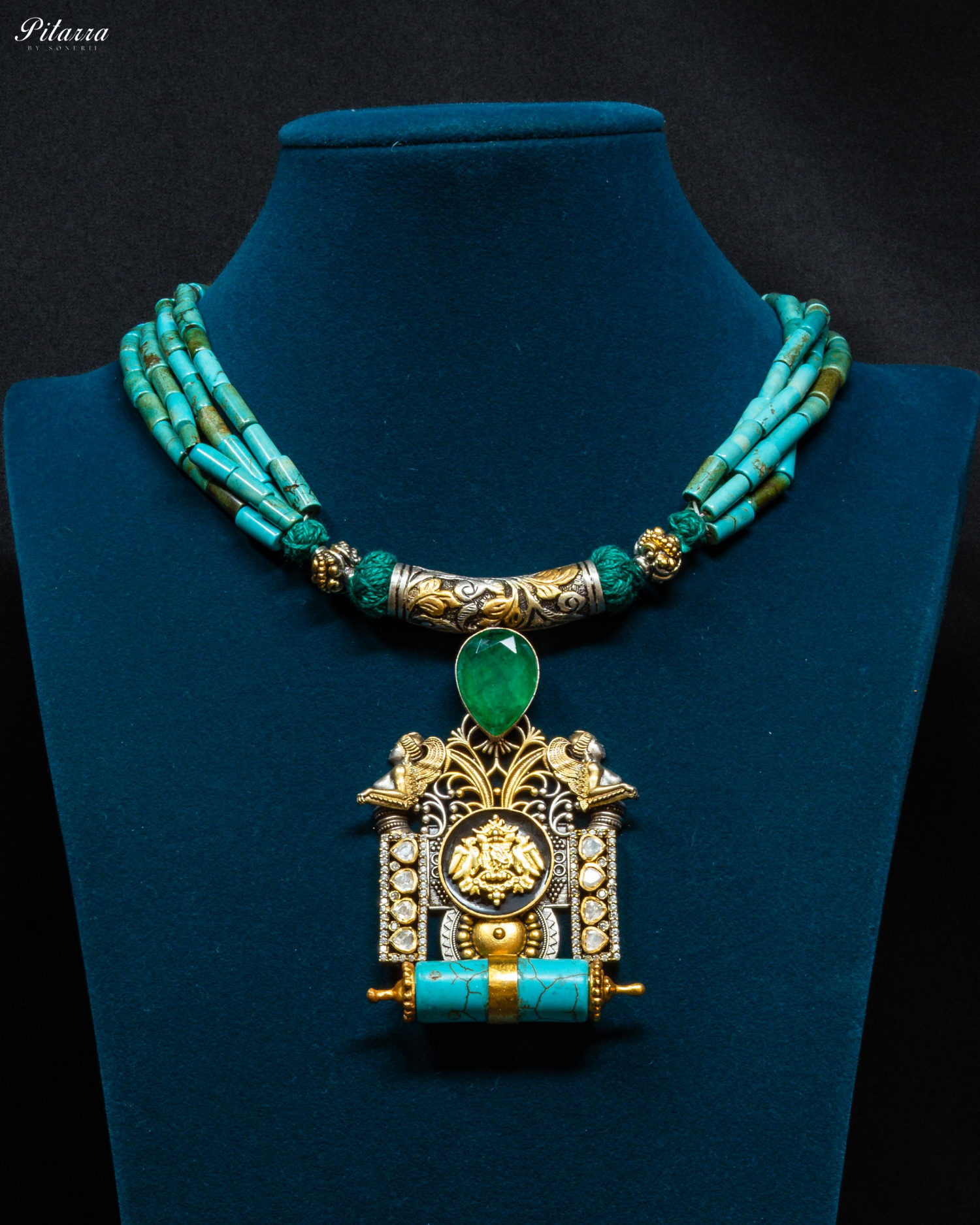 Sky Blue Stone Long 92.5 Silver Necklace