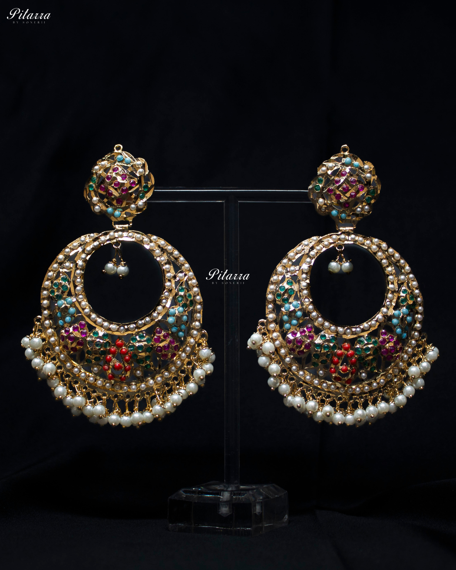 Fine Gold Plated Multicolored Chandbali Earrings