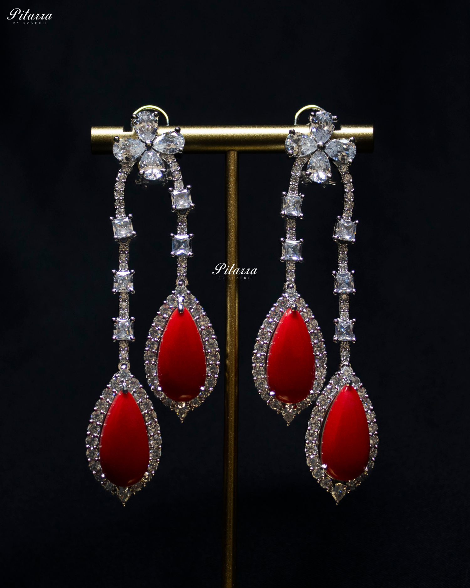 Pitarra Coral and Silver Dangler Earrings