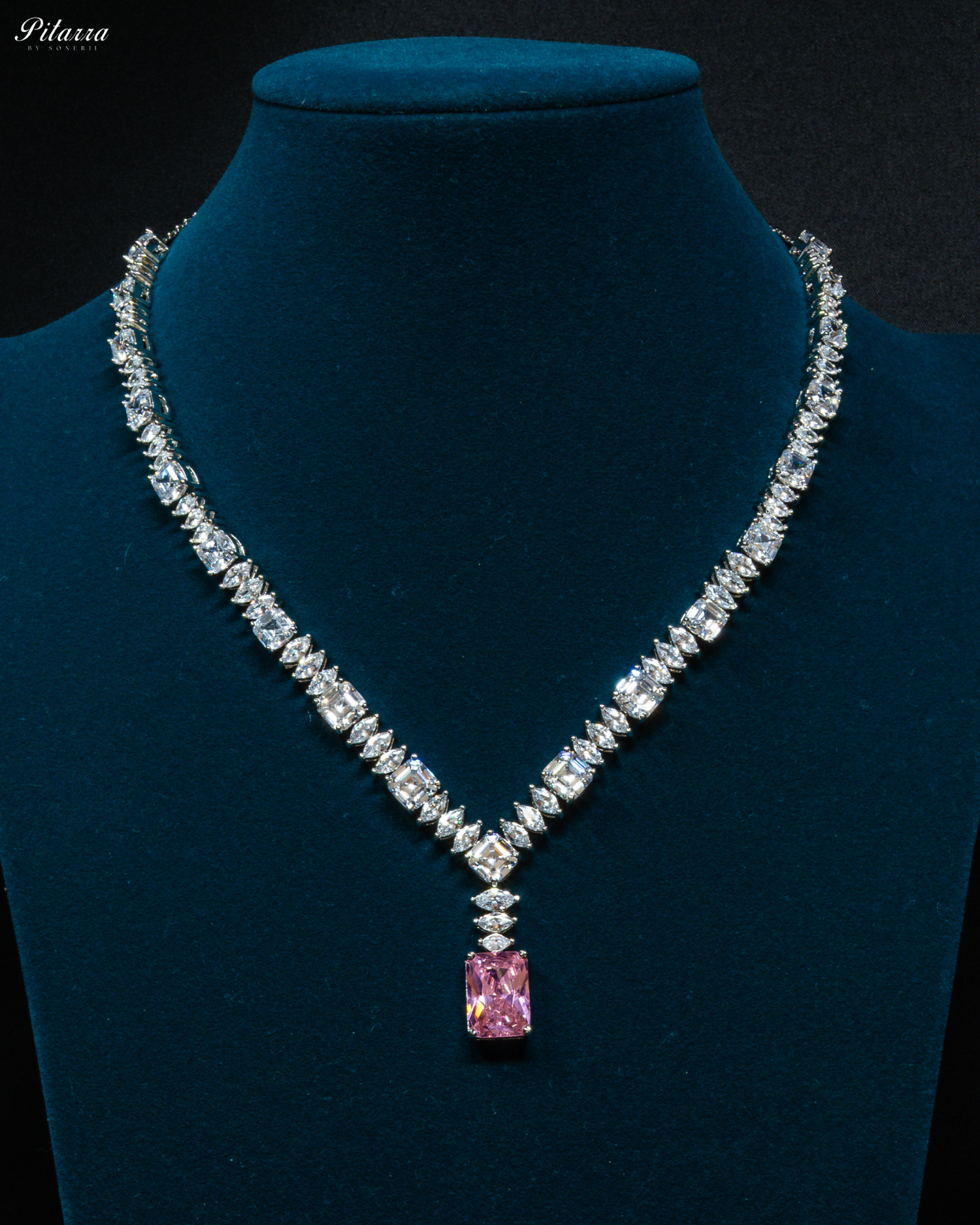 Pink Stone Cubic Zirconia Pendant Set