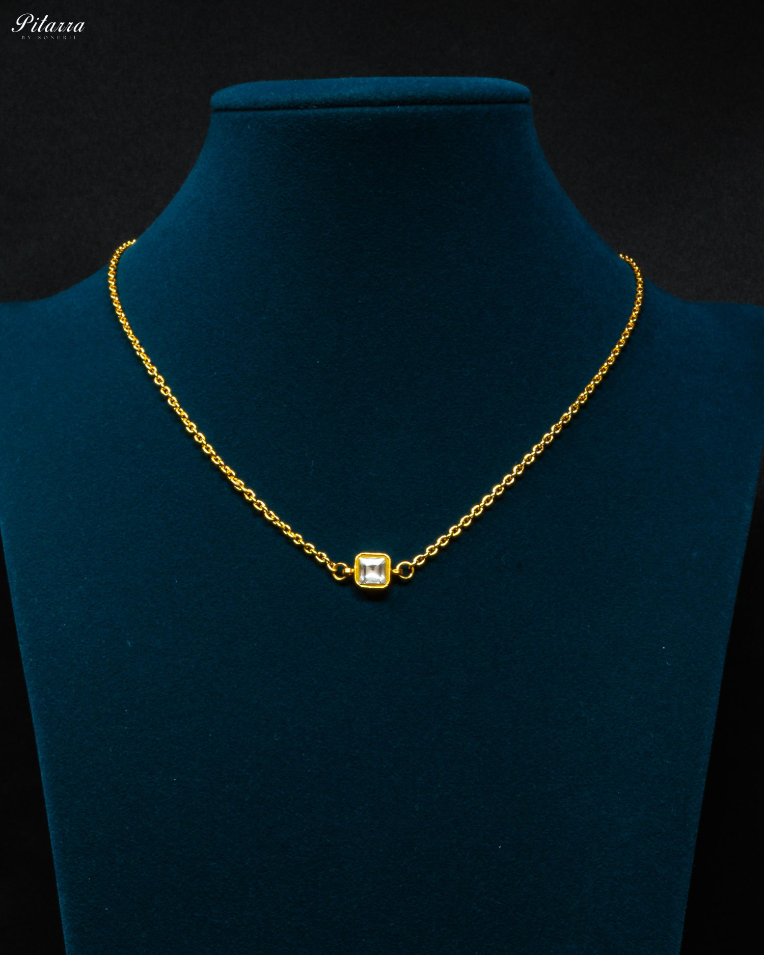 Gold-Plated Cubic Zirconia Stone Studded Necklace