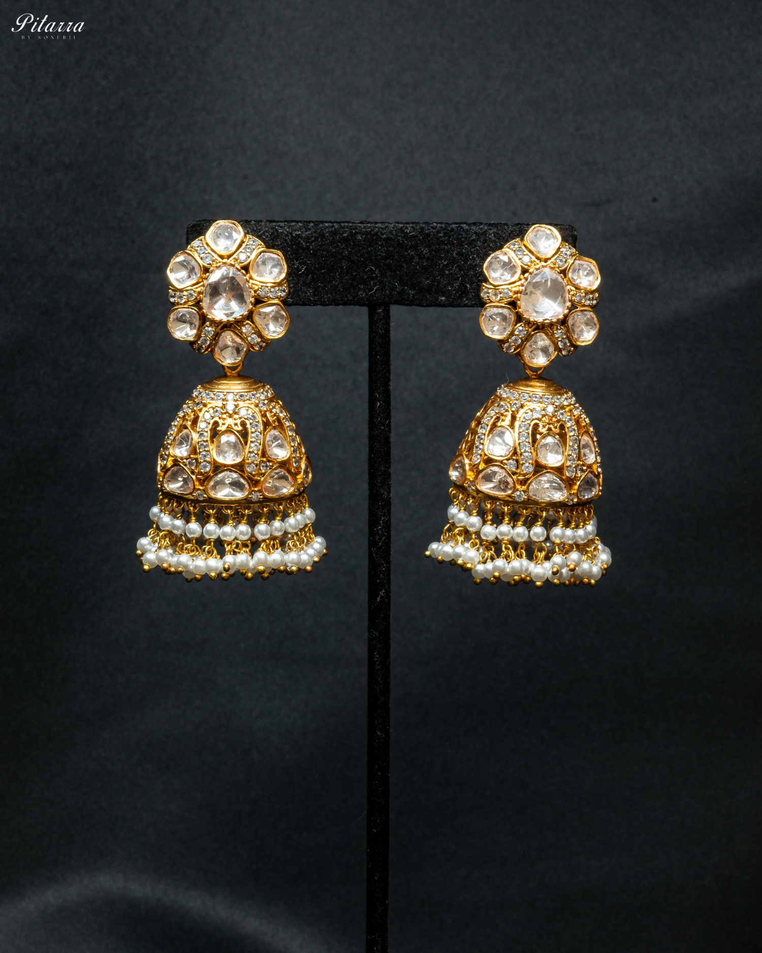 Gold Plated Meenakari Kundan Jhumka Earrings