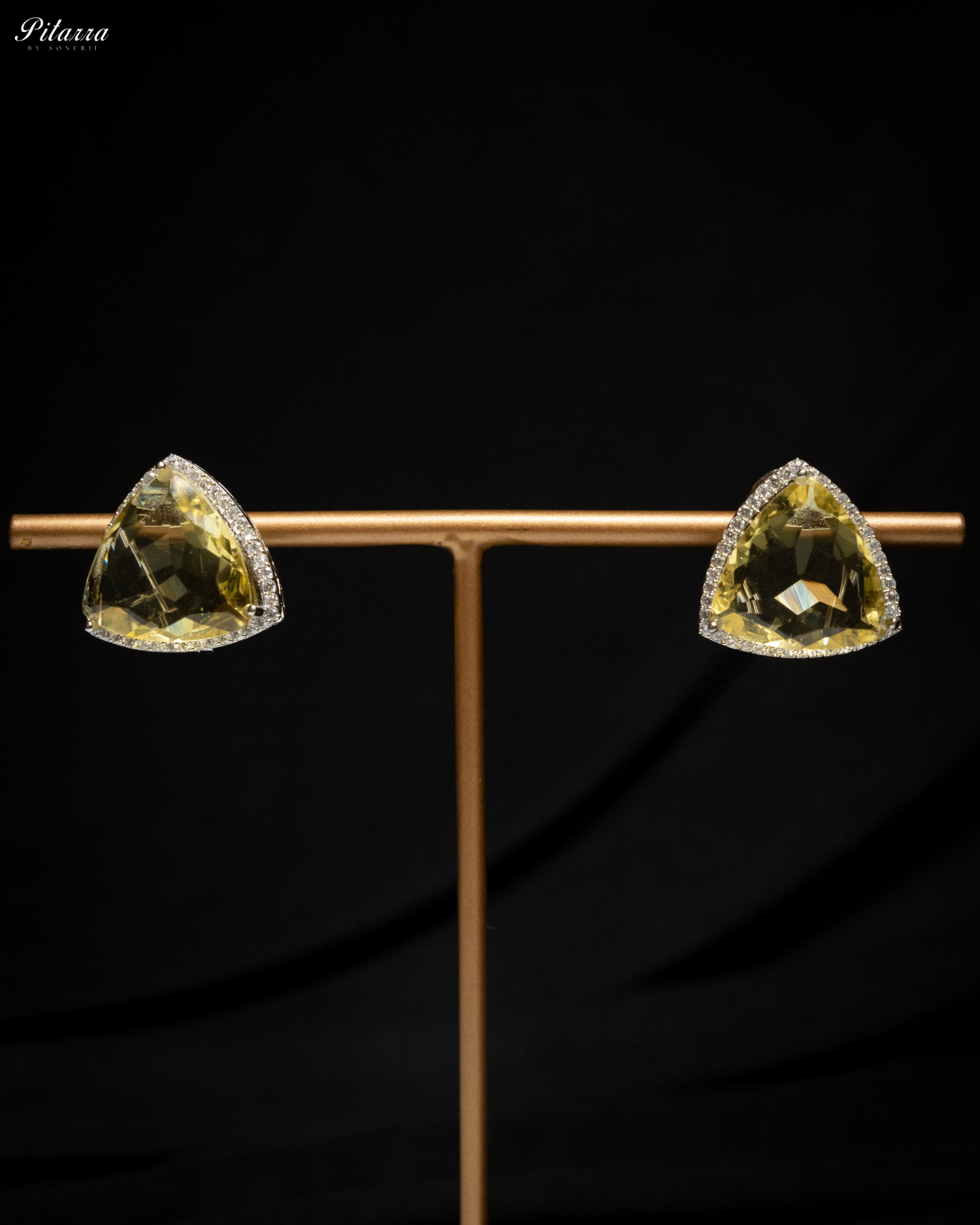Yellow Colored Stone CZ Earrings