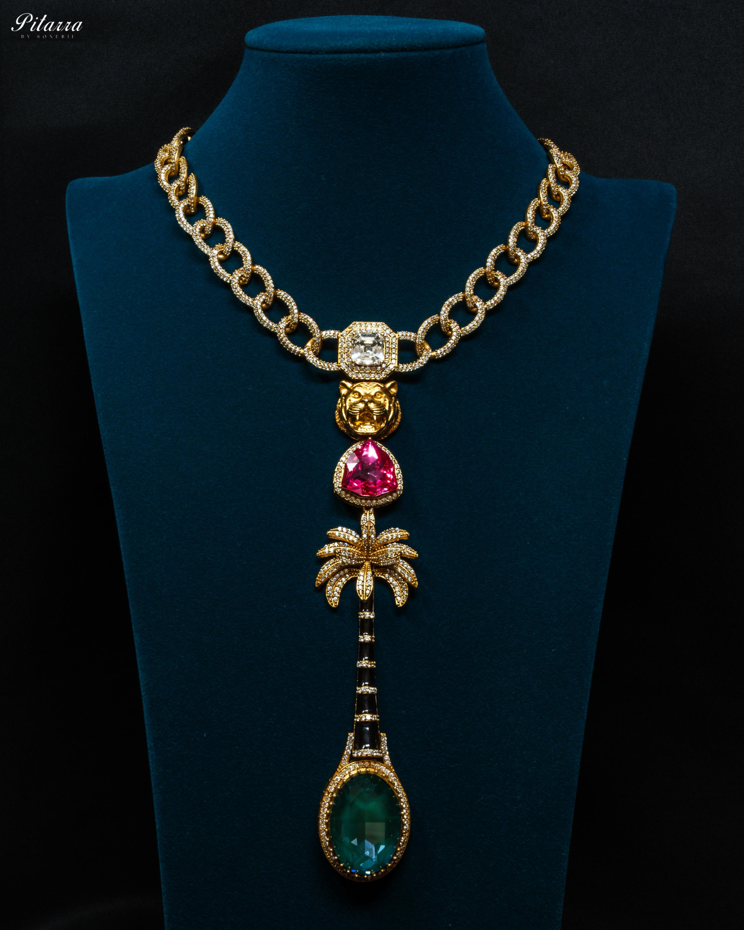 Gold Plated Pink Multistone Kundan Necklace Set