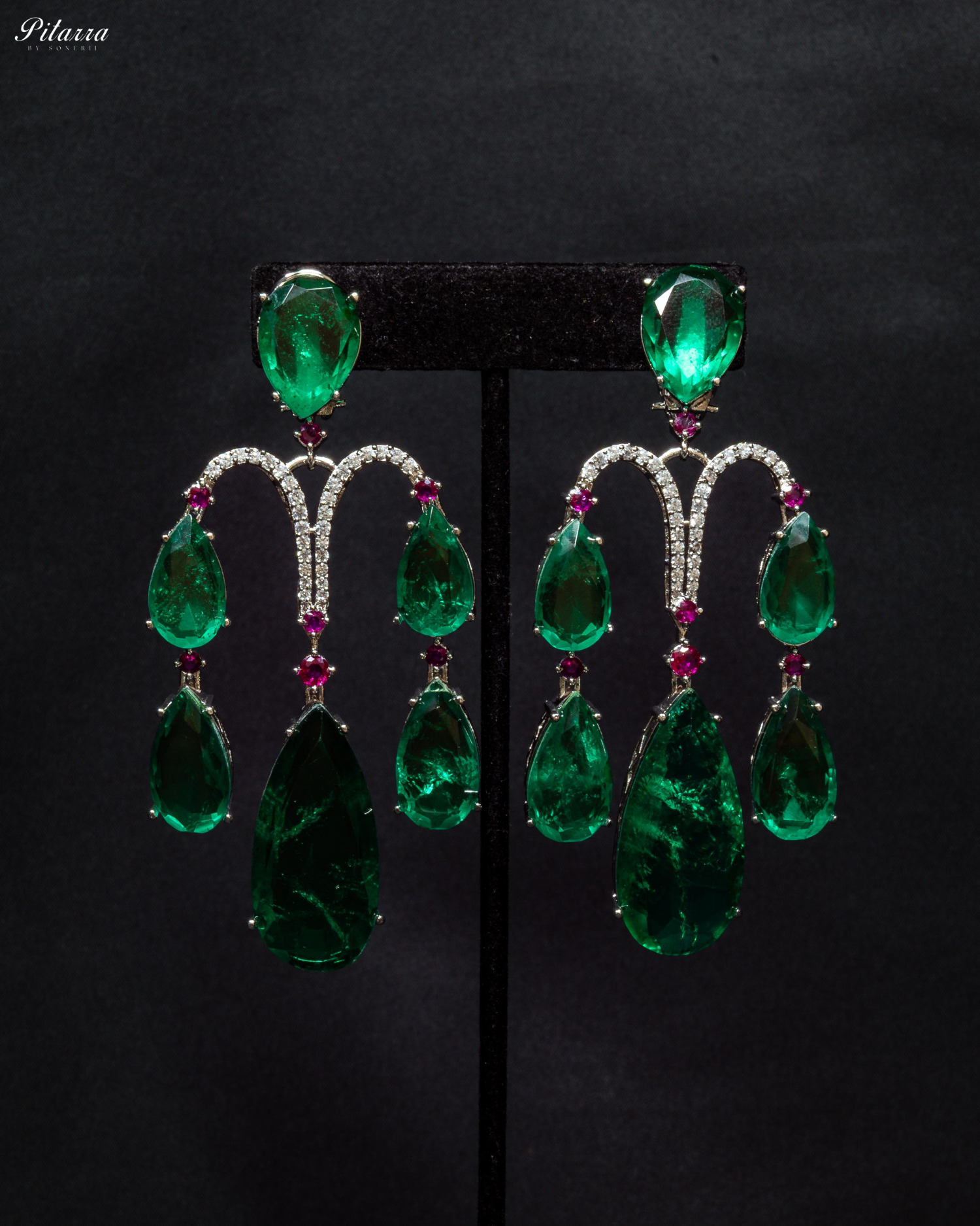 Premium Green Doublet Stone Dangler Earrings