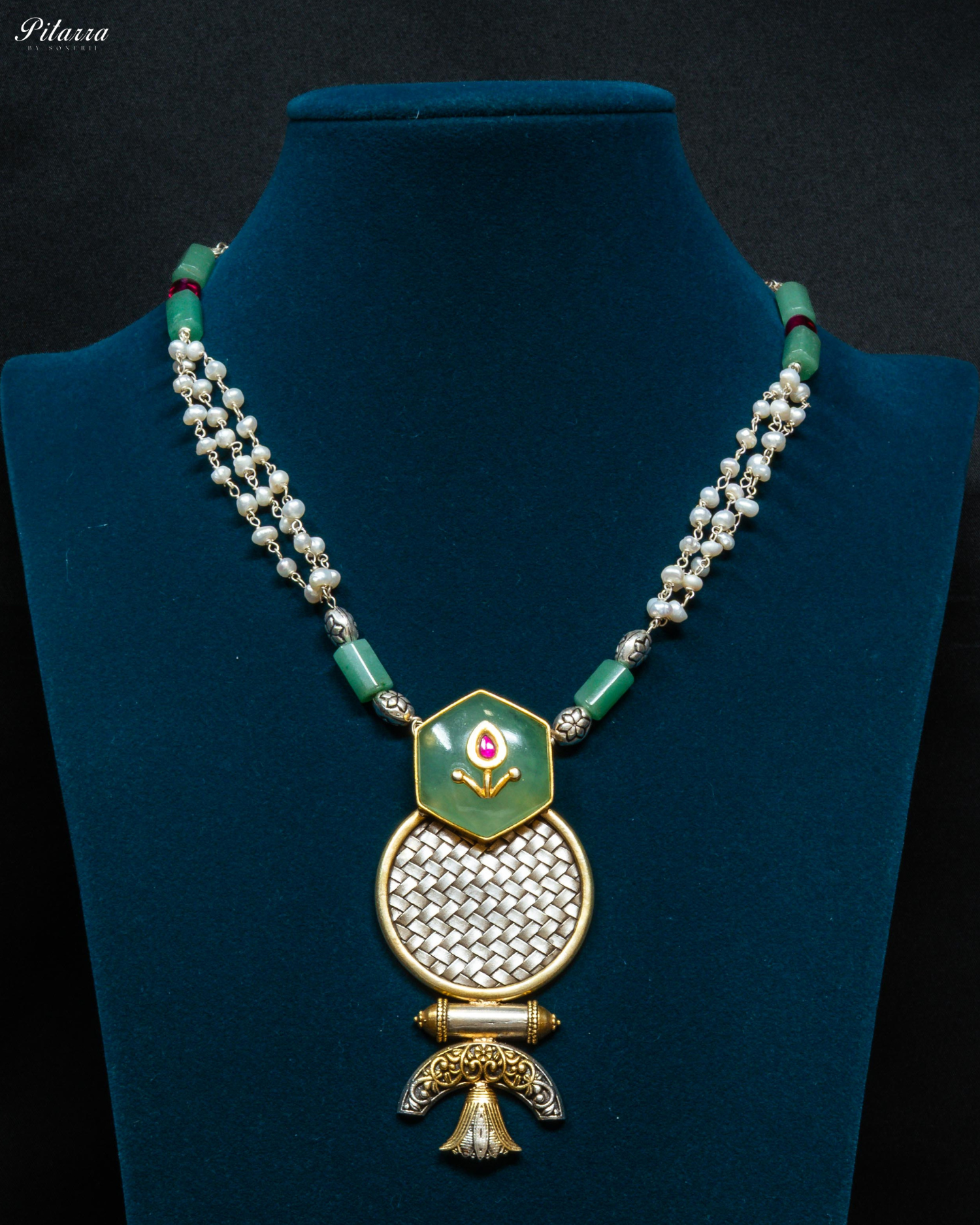 White Beads 92.5 Silver Pandant Necklace