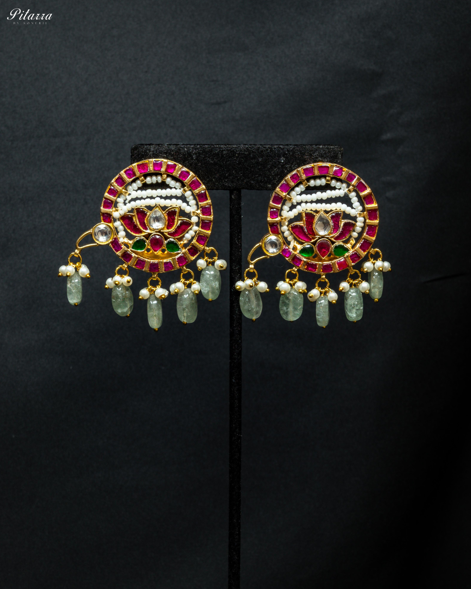Gold Plated Ruby Antique Kundan Earring