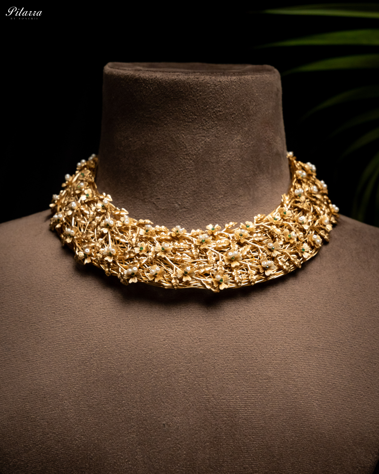 White And Gold Handcrafted Choker Set