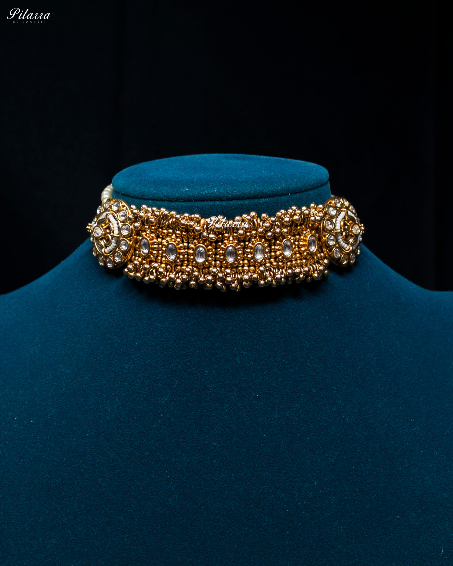 Antique Gold Plated Apsara Kundan Choker Set